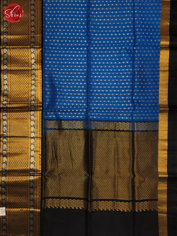 Blue and black- Silk cotton saree - Shop on ShrusEternity.com