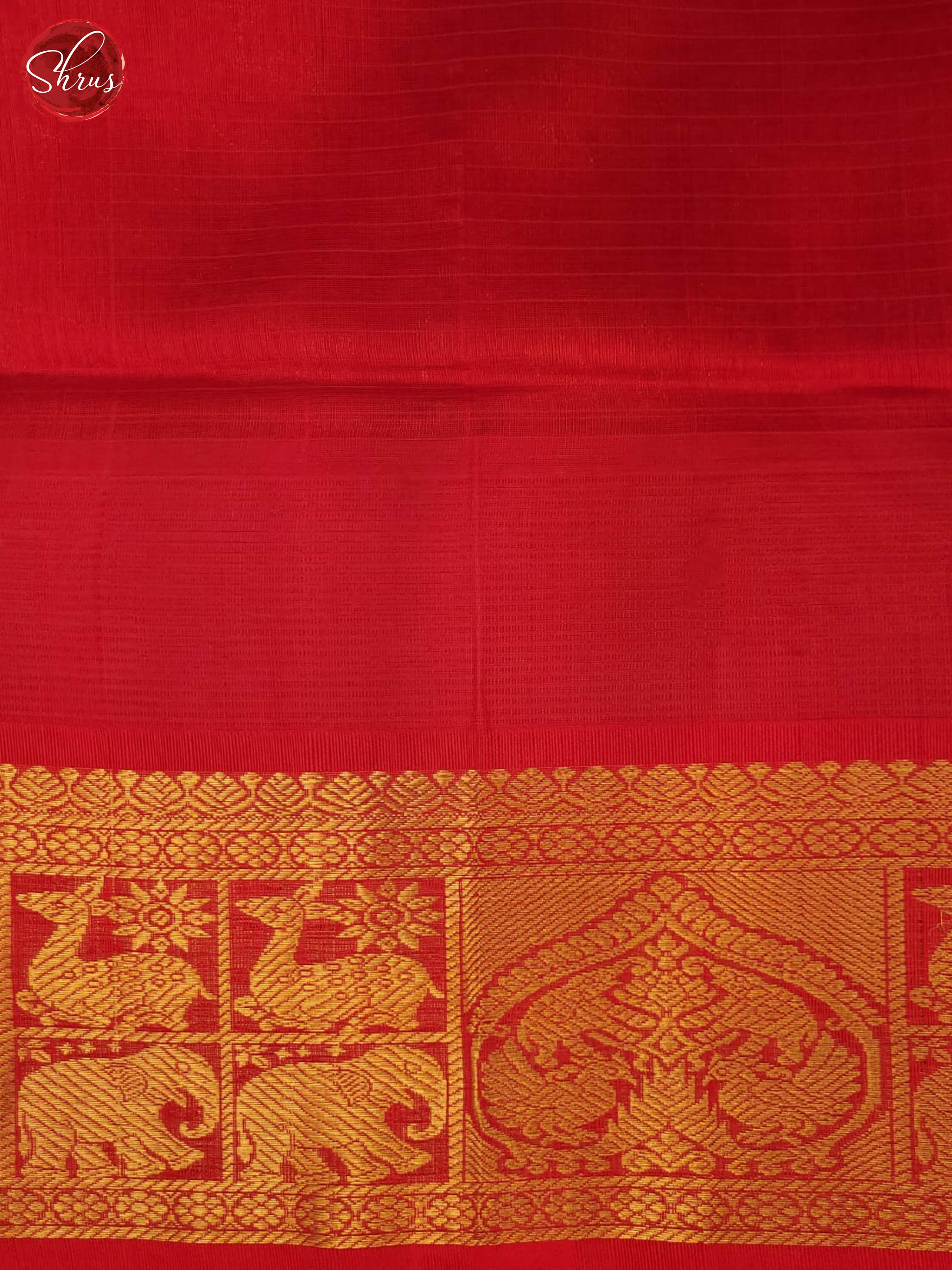 Blue and Red- Silk Cotton Saree - Shop on ShrusEternity.com