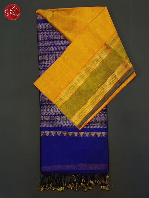 Orange And Blue- Silk cotton Saree - Shop on ShrusEternity.com