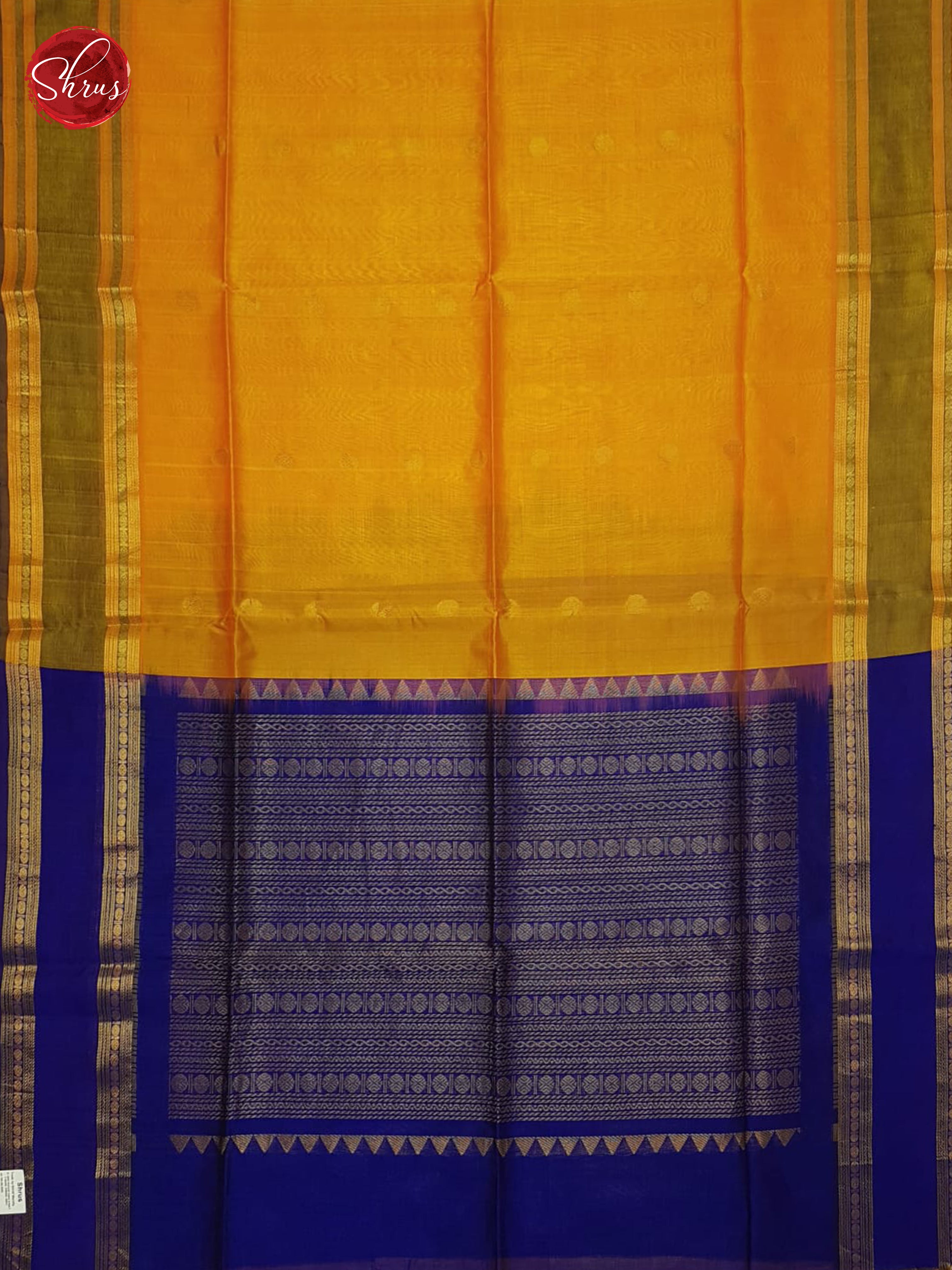 Orange And Blue- Silk cotton Saree - Shop on ShrusEternity.com