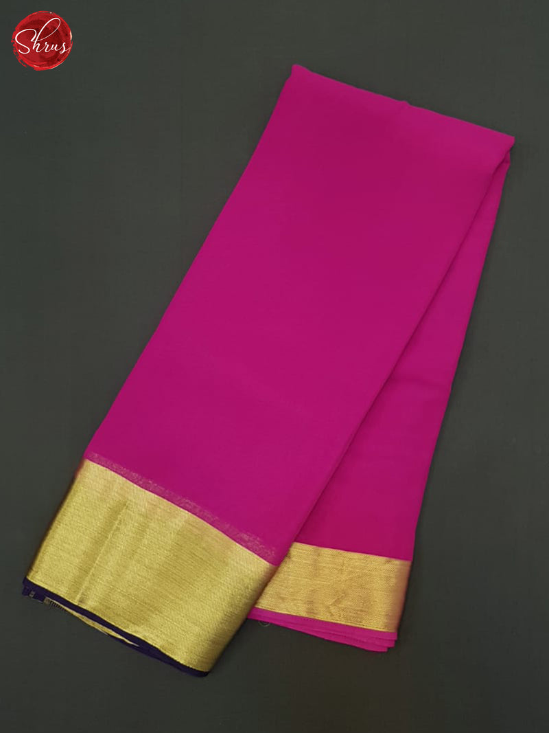 Pink & Blue  - Semi Mysore silk Saree - Shop on ShrusEternity.com