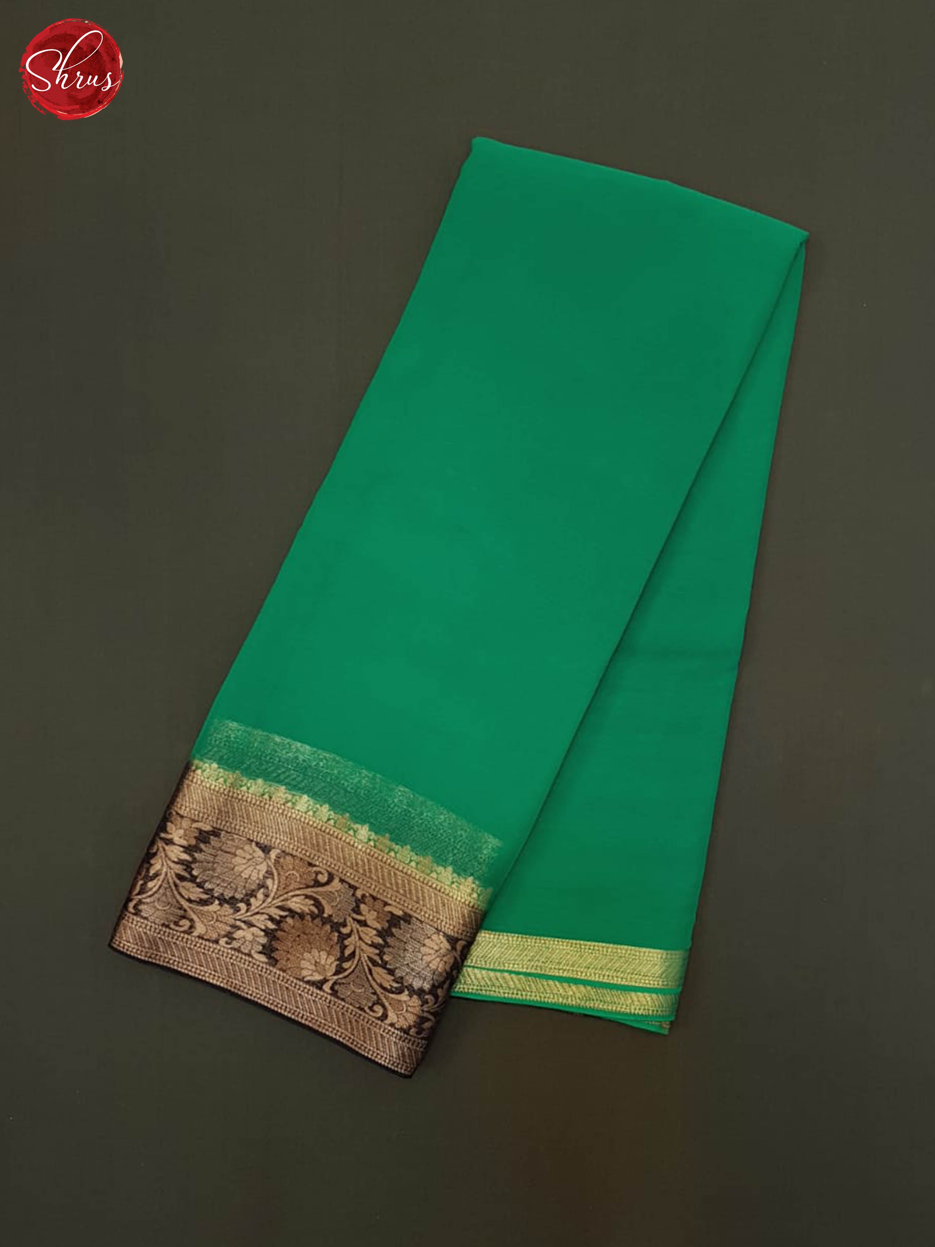 green & Dark Green - Semi Mysore Silk Saree - Shop on ShrusEternity.com