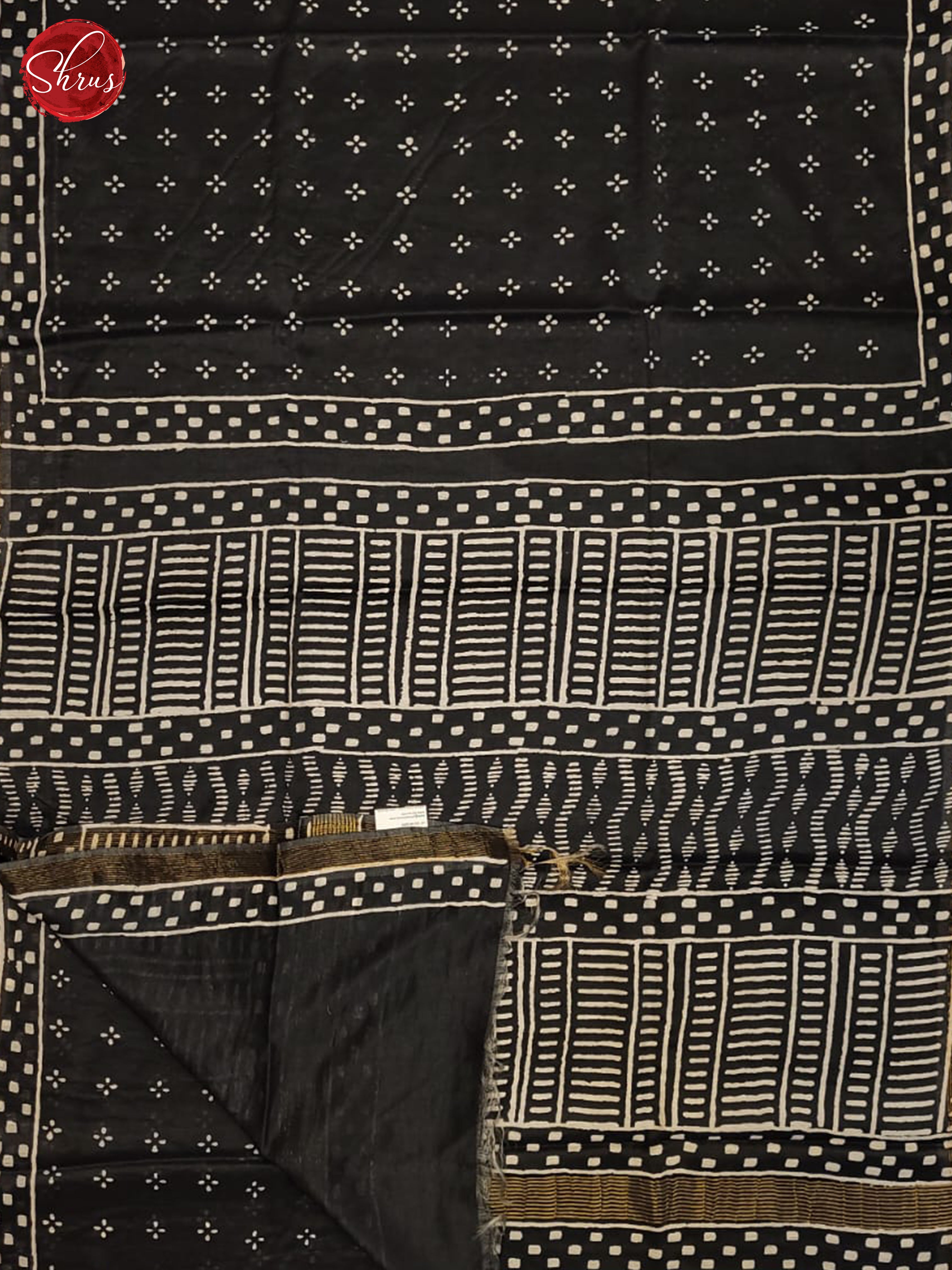 Black & White - Semi Chanderi Saree - Shop on ShrusEternity.com