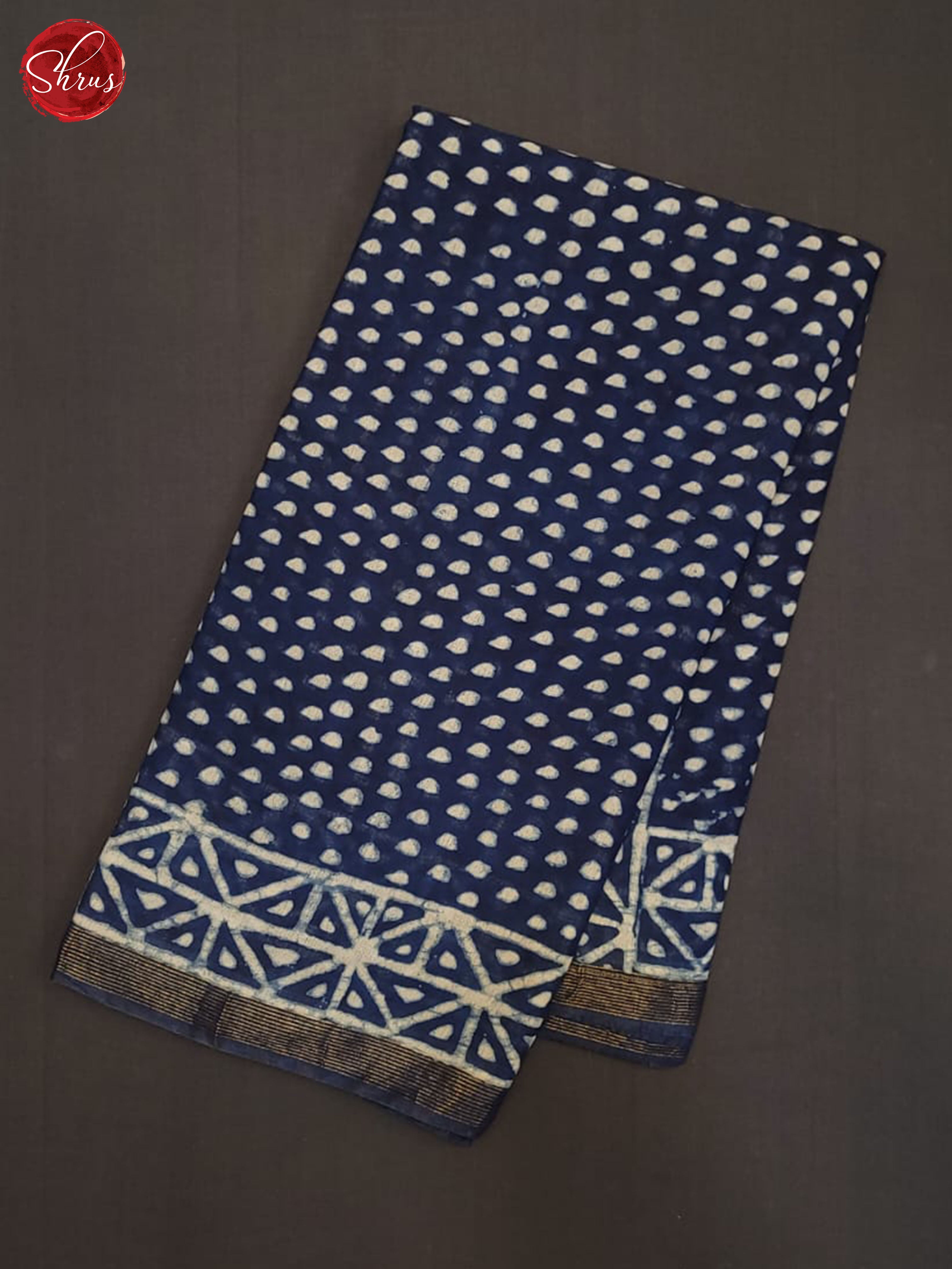 Blue & White- Semi Chanderi Saree - Shop on ShrusEternity.com