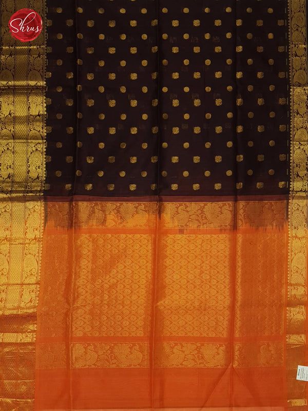 Brown And Orange- Silk Cotton Saree - Shop on ShrusEternity.com