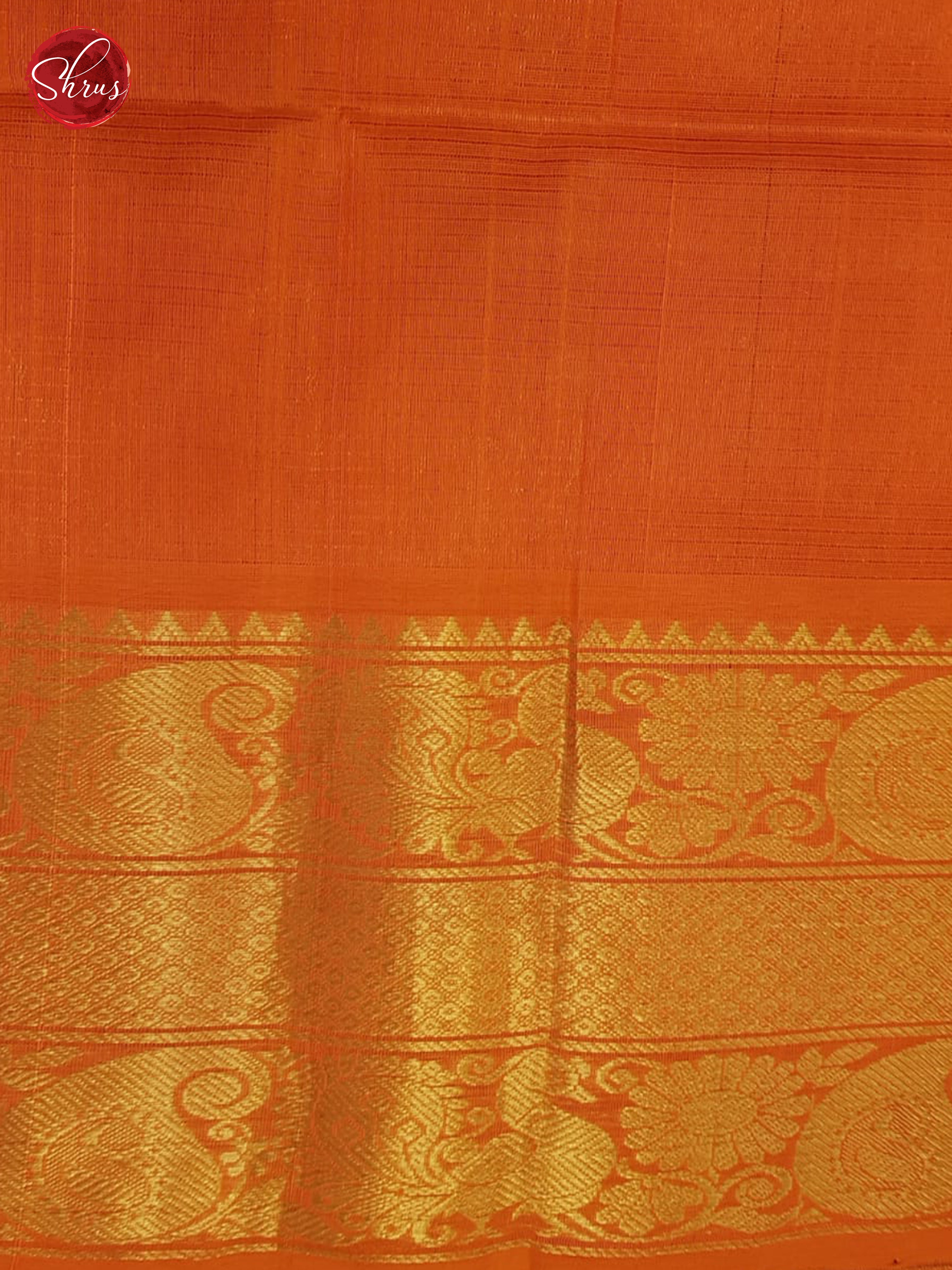 Brown And Orange- Silk Cotton Saree - Shop on ShrusEternity.com