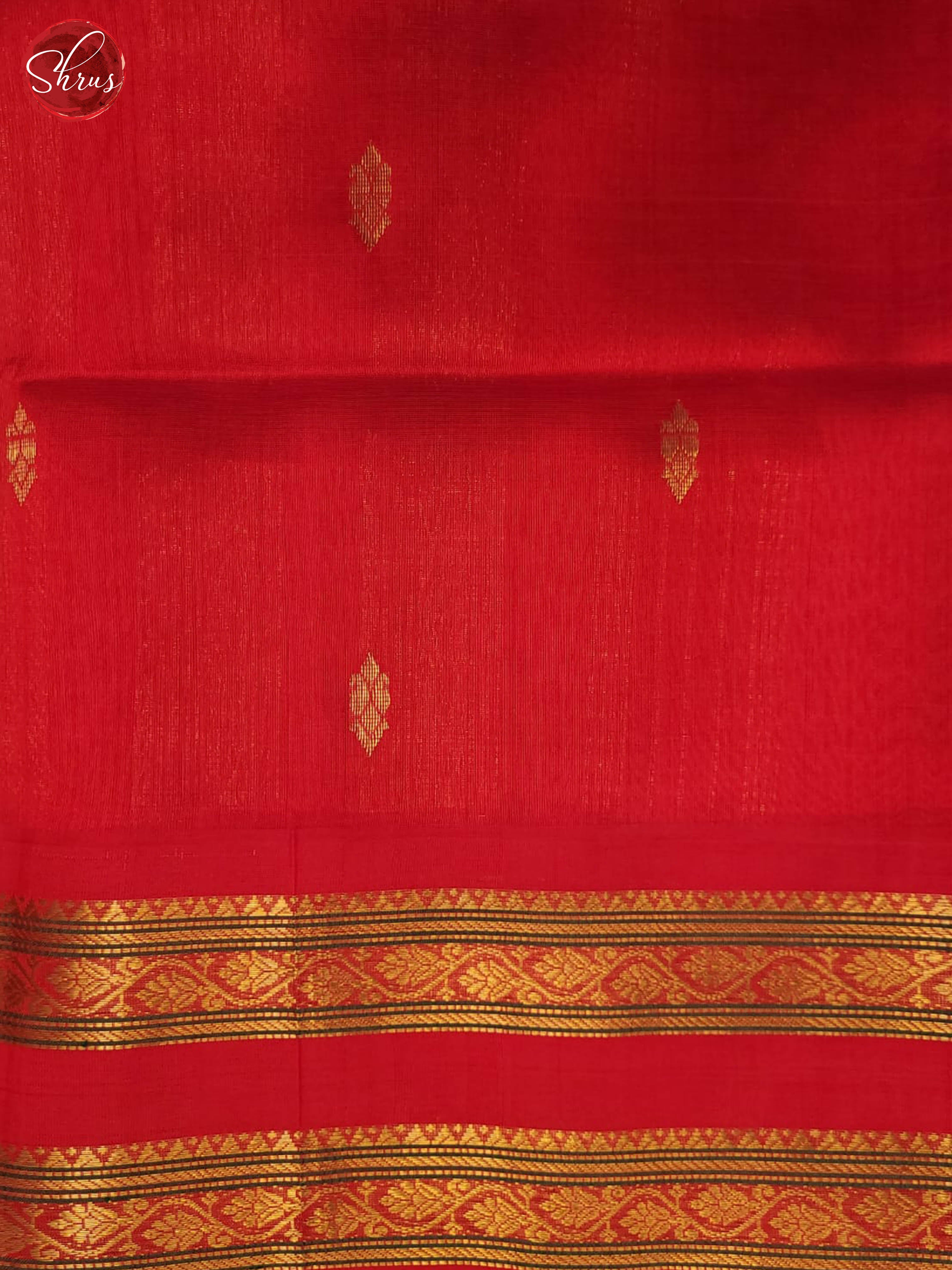 bottle green and Red-Silk Cotton saree - Shop on ShrusEternity.com