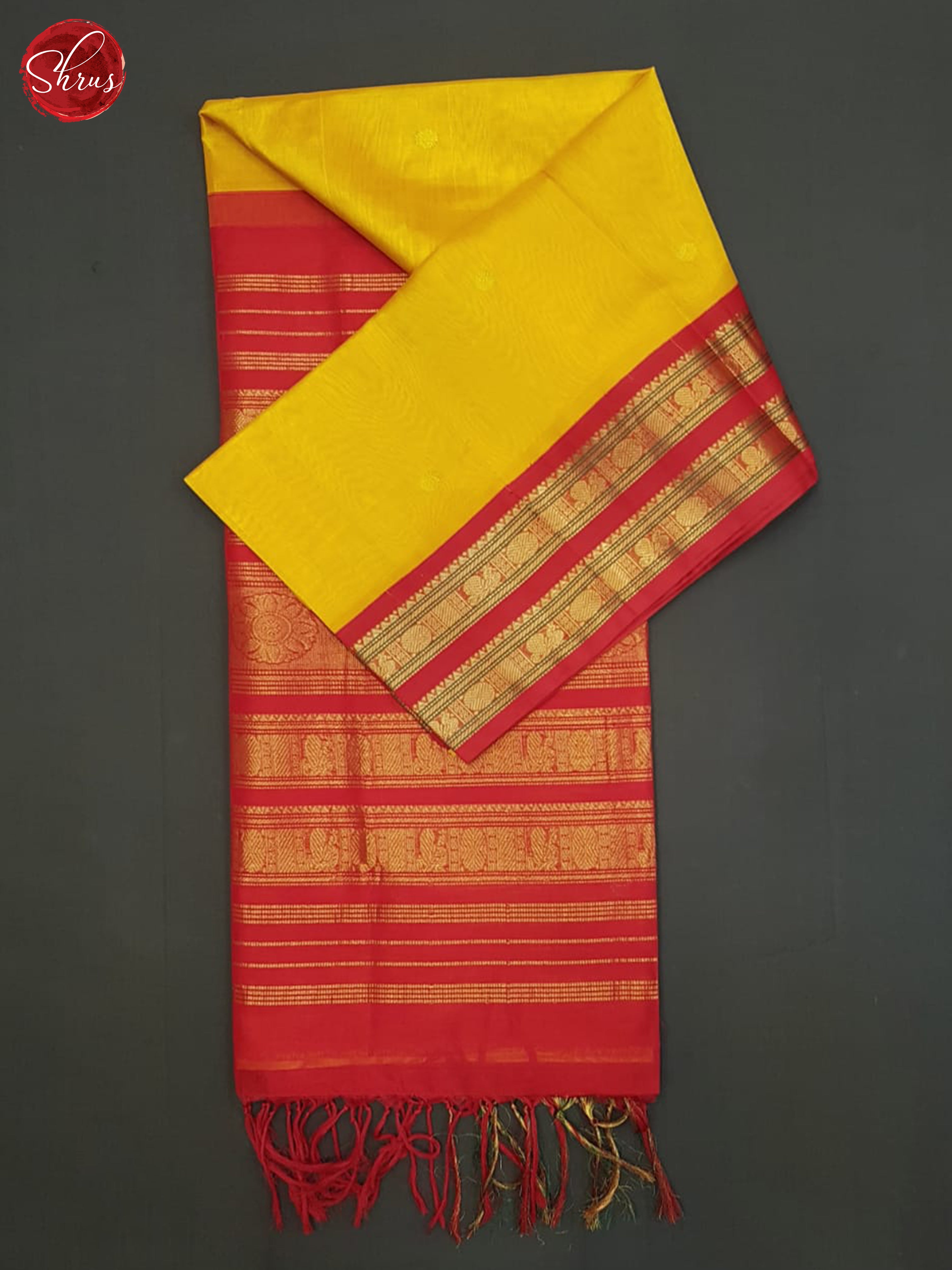 Yellow And Red- Gadwal Silk Cotton - Shop on ShrusEternity.com