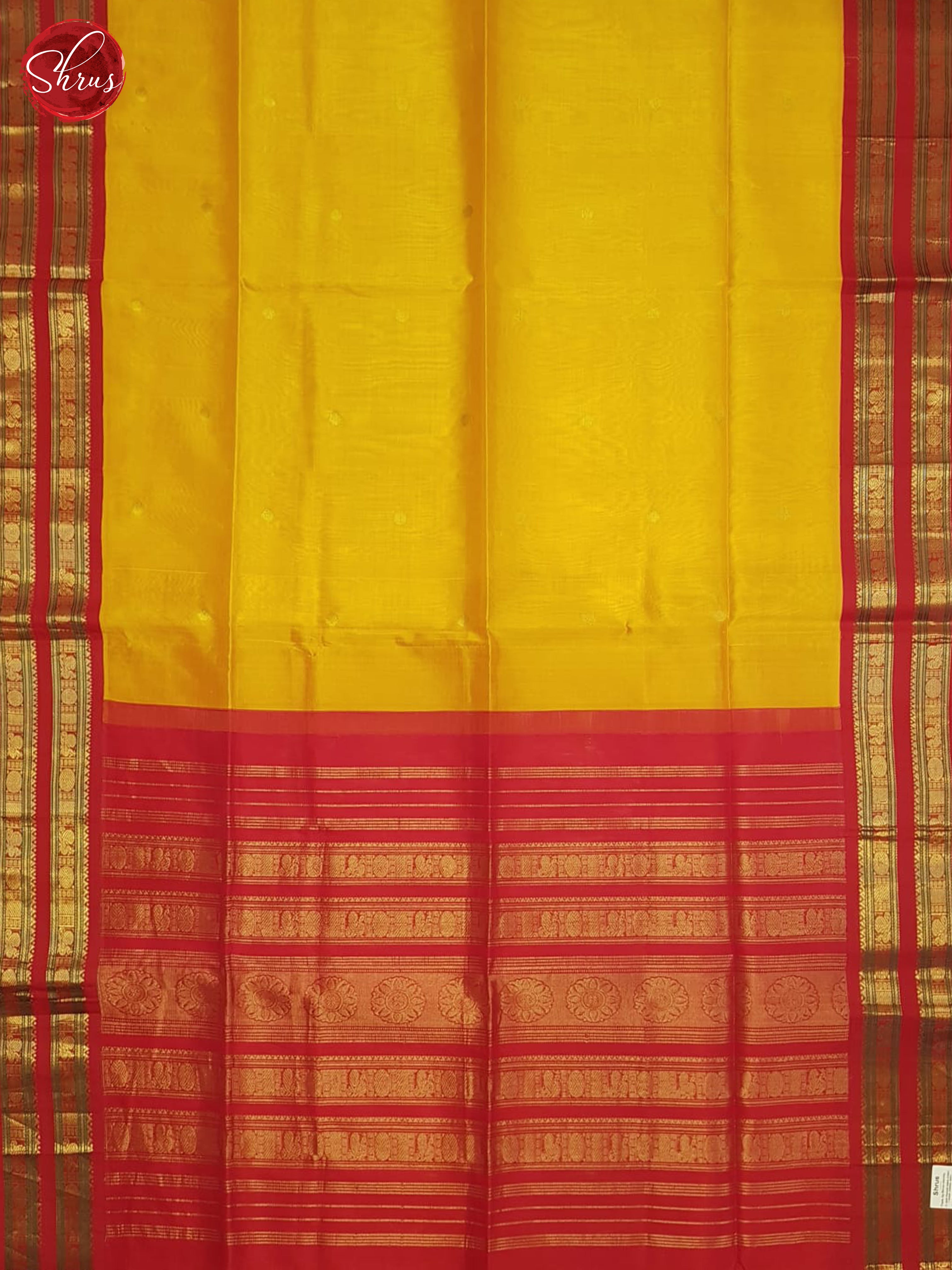 Yellow And Red- Gadwal Silk Cotton - Shop on ShrusEternity.com