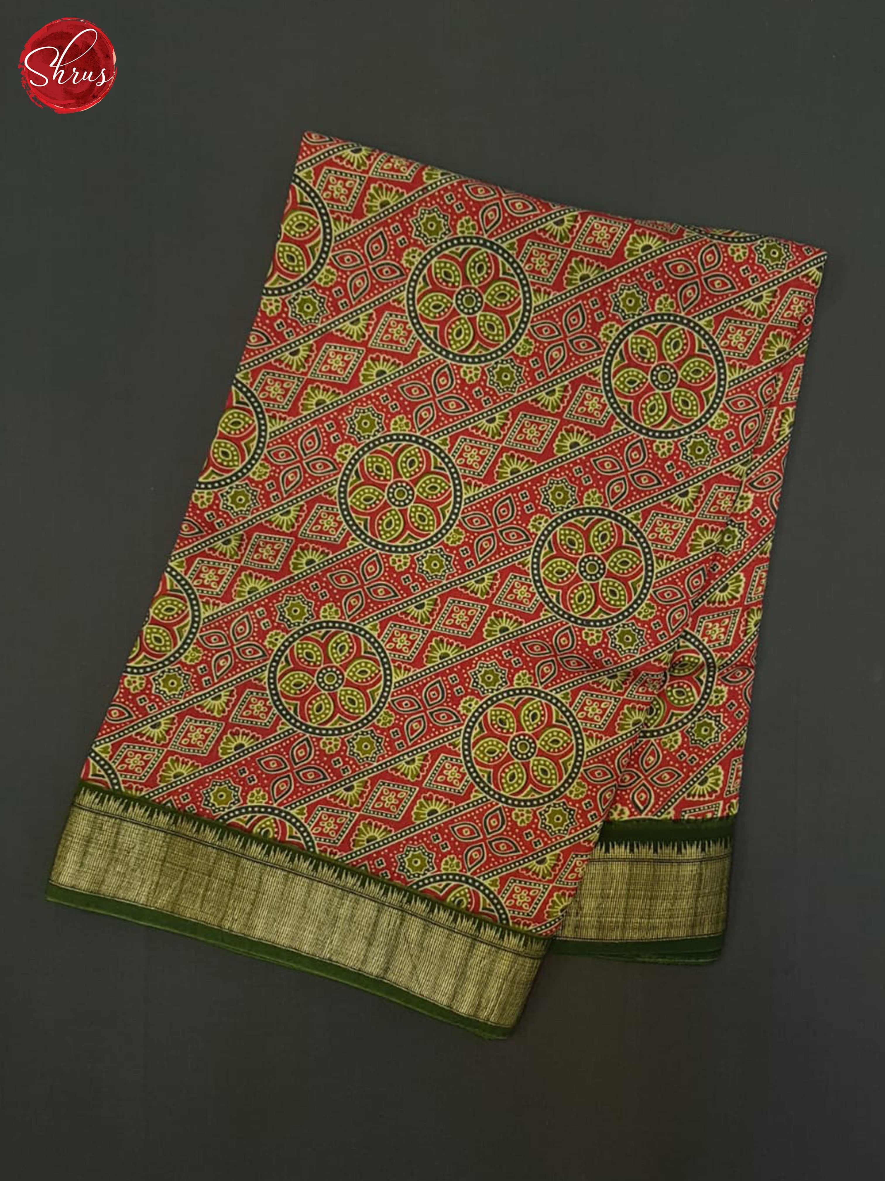 Red & Green - Semi Crepe Saree - Shop on ShrusEternity.com