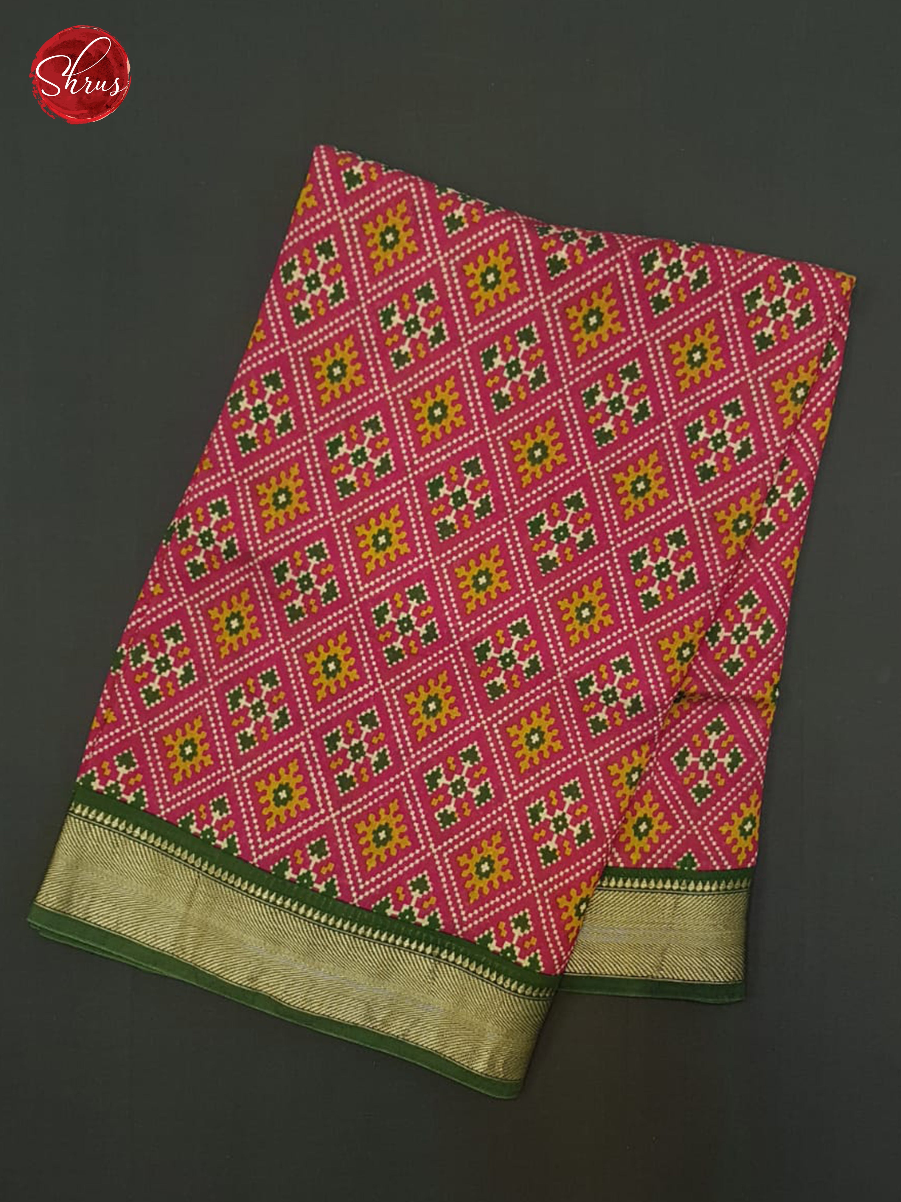 Pink & Green - Semi Crepe Saree - Shop on ShrusEternity.com