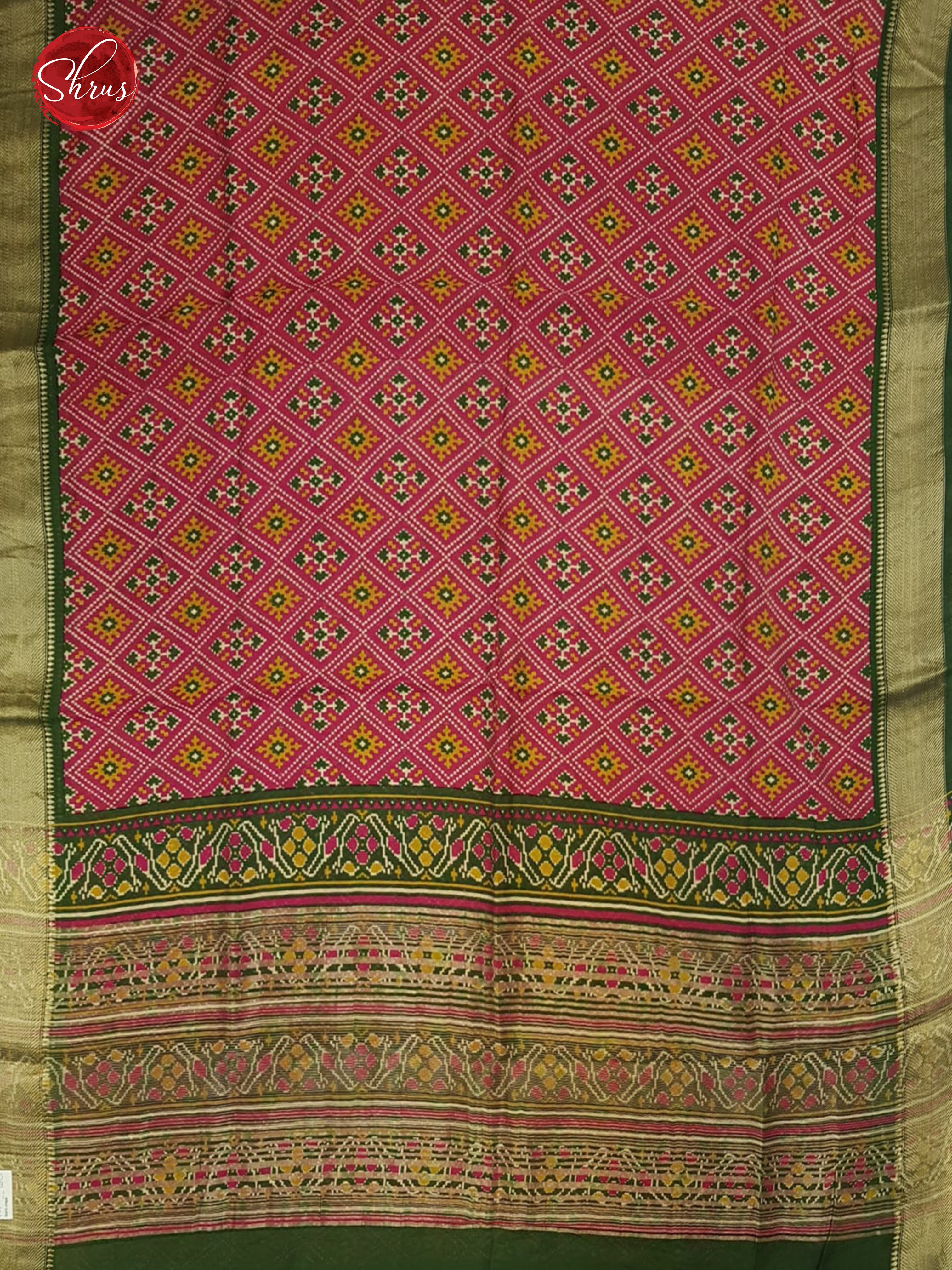 Pink & Green - Semi Crepe Saree - Shop on ShrusEternity.com