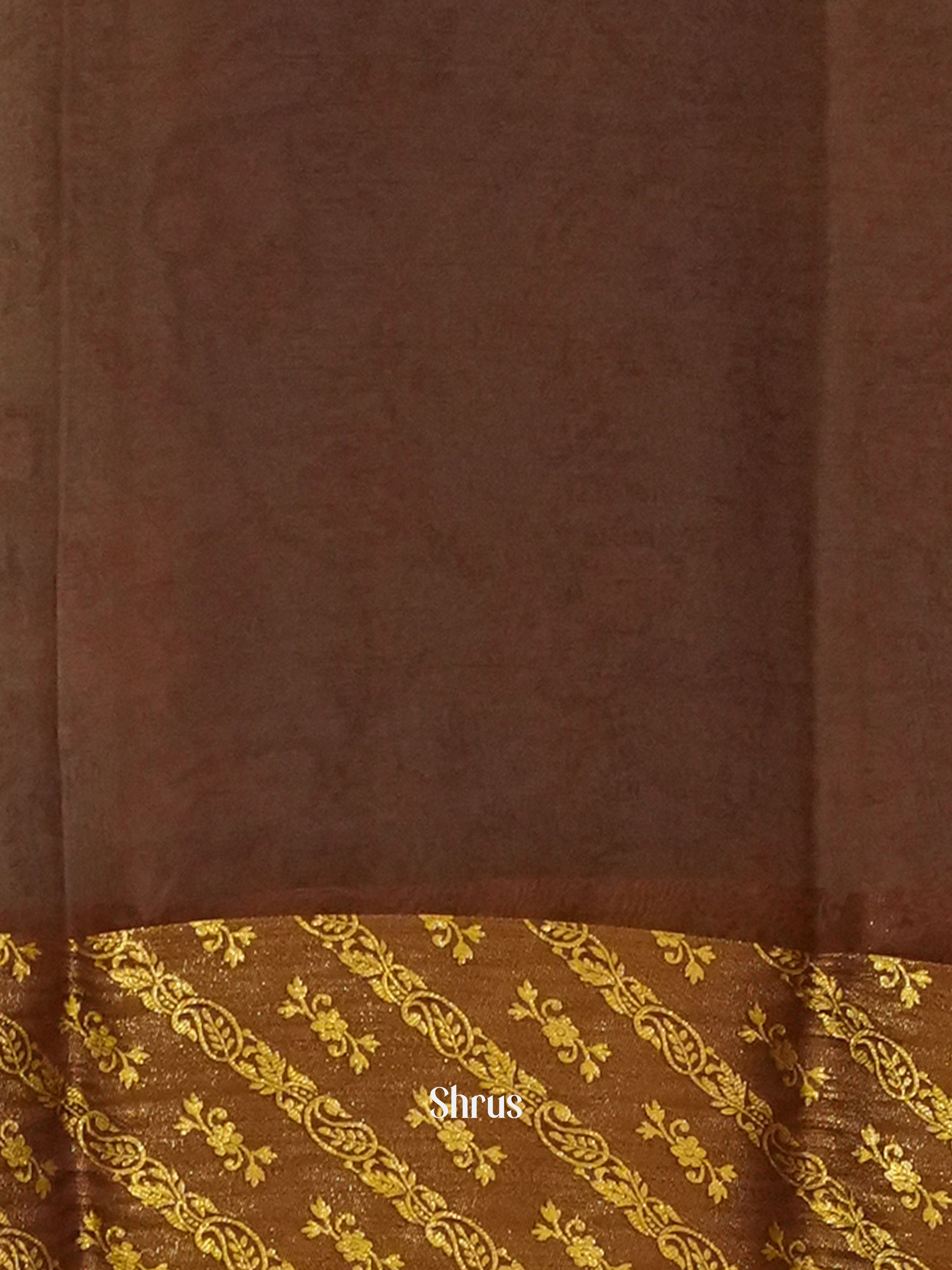 Cream & Brown - Semi Mysore Silk Saree