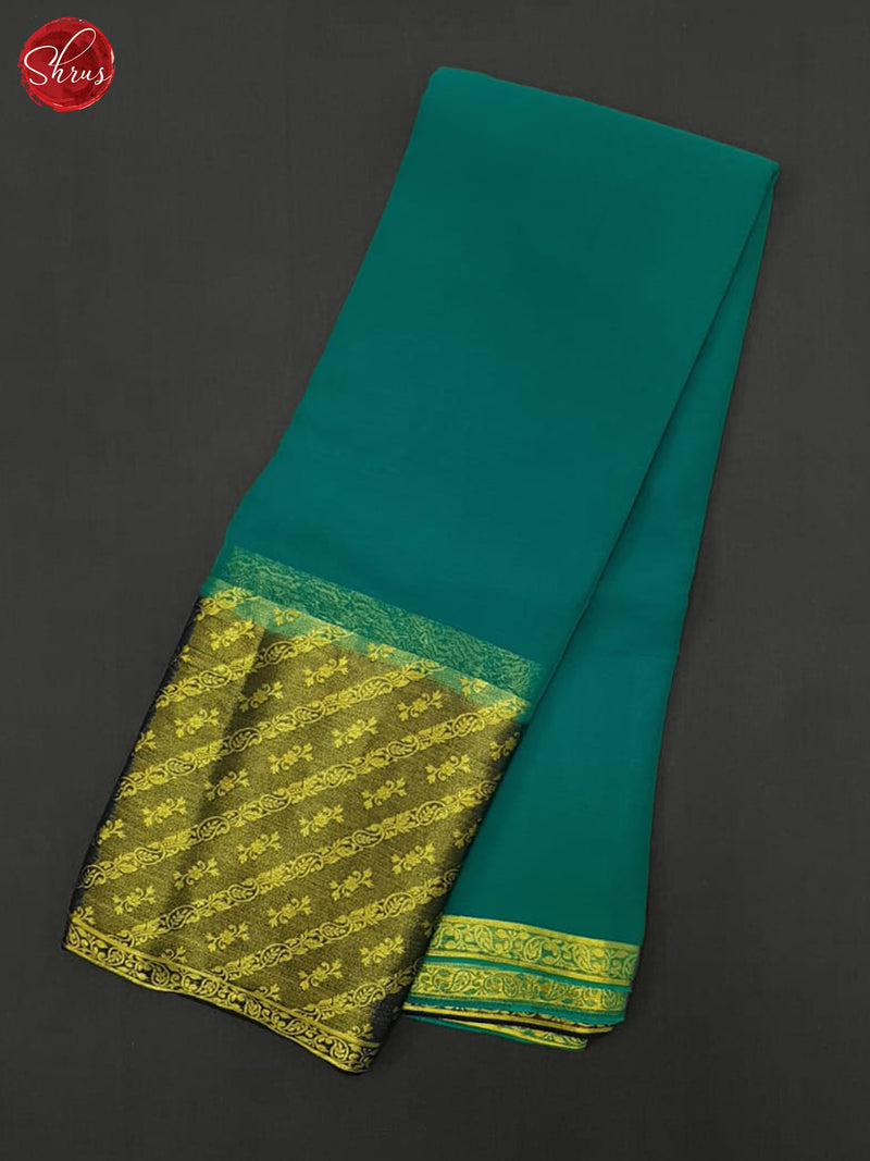 Green & Blue - Semi Mysore Silk Saree - Shop on ShrusEternity.com