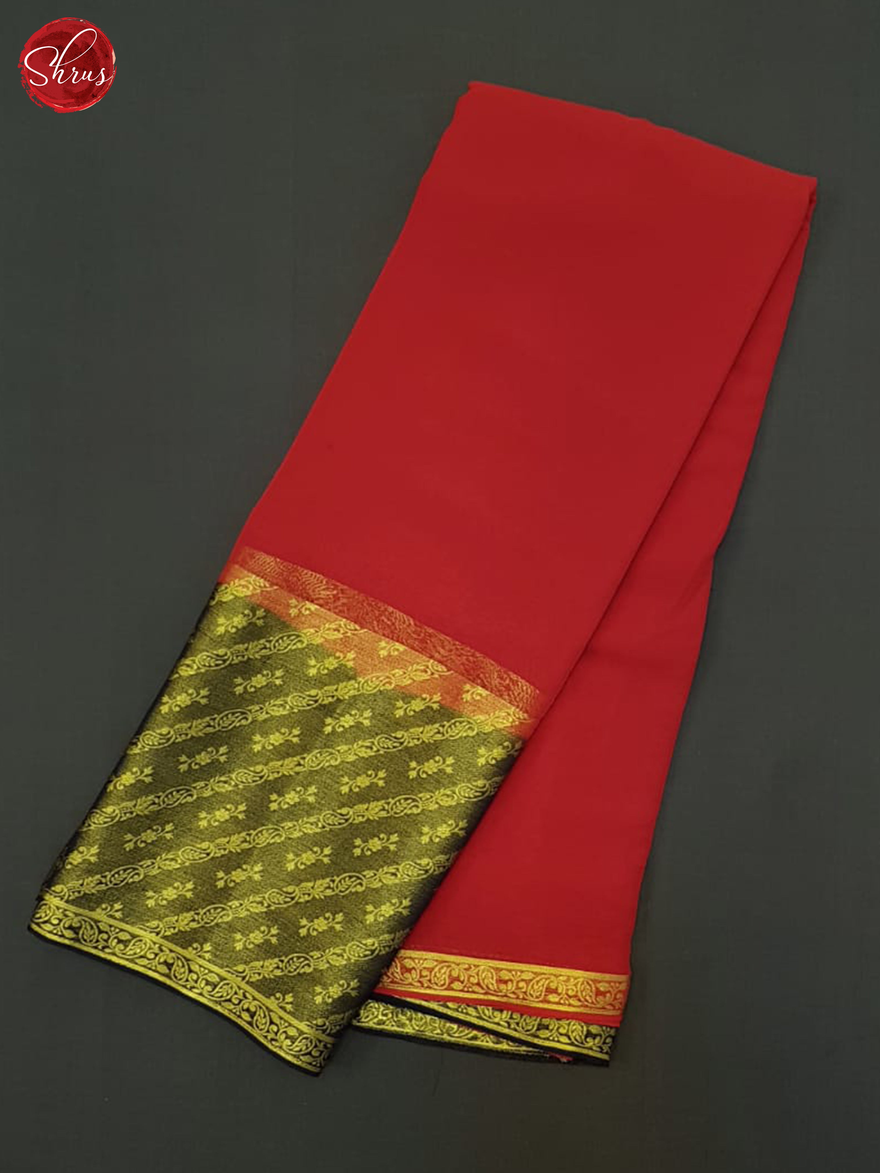 Red & blue  - Semi Mysore Silk Saree - Shop on ShrusEternity.com