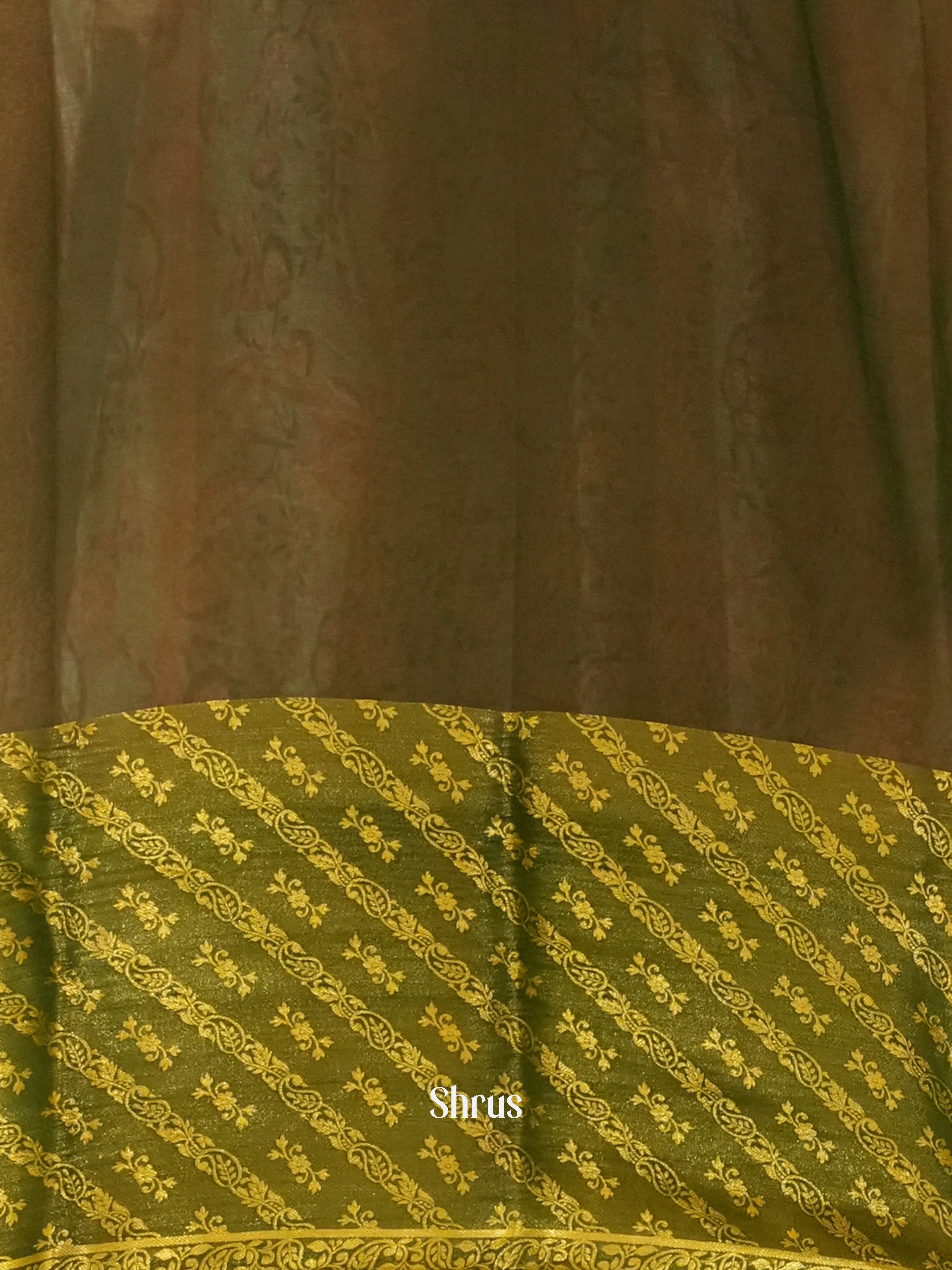 Peach & Green  - Semi Mysore Silk Saree