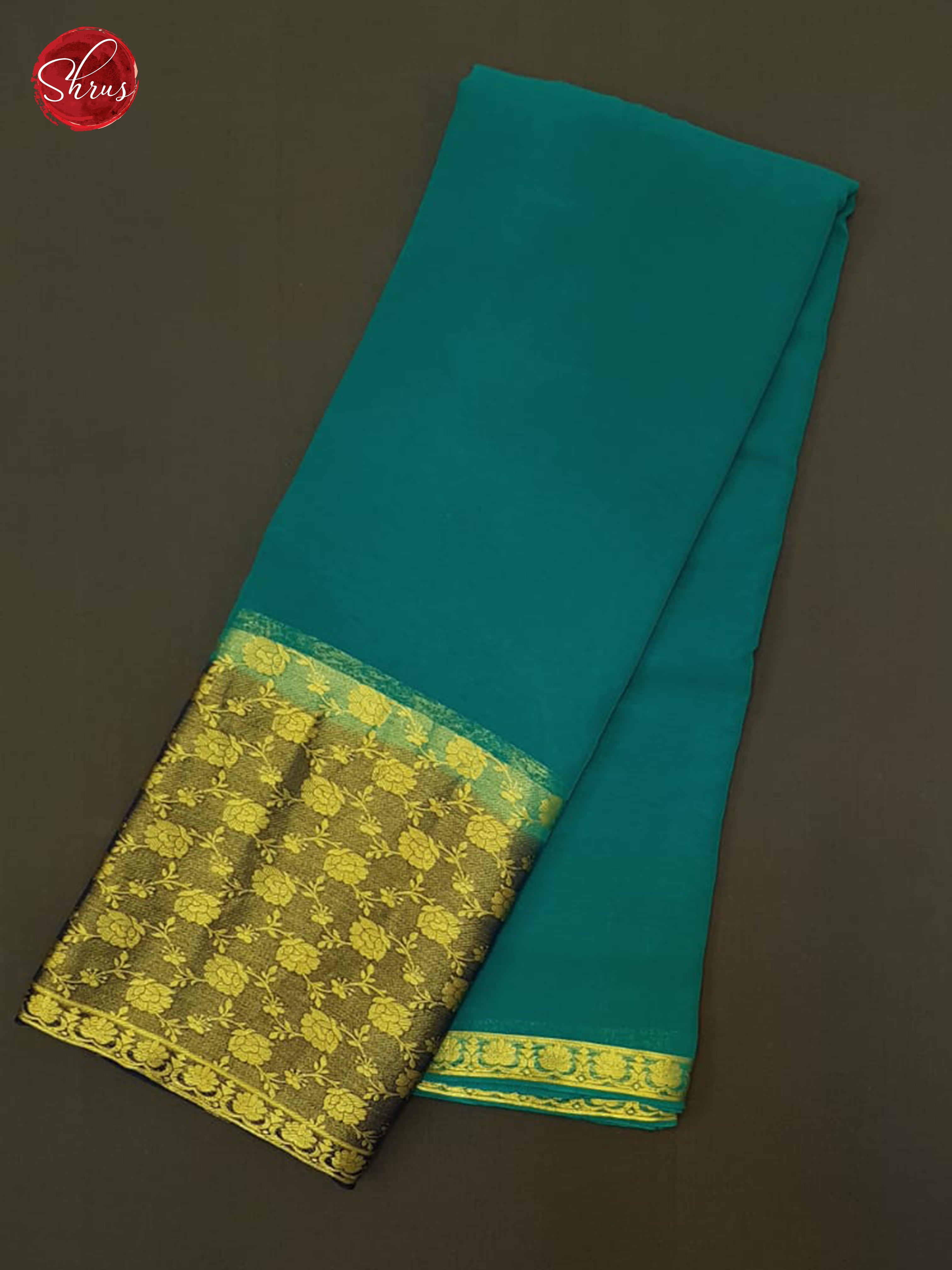Teal Blue & Blue- Semi Mysore silk