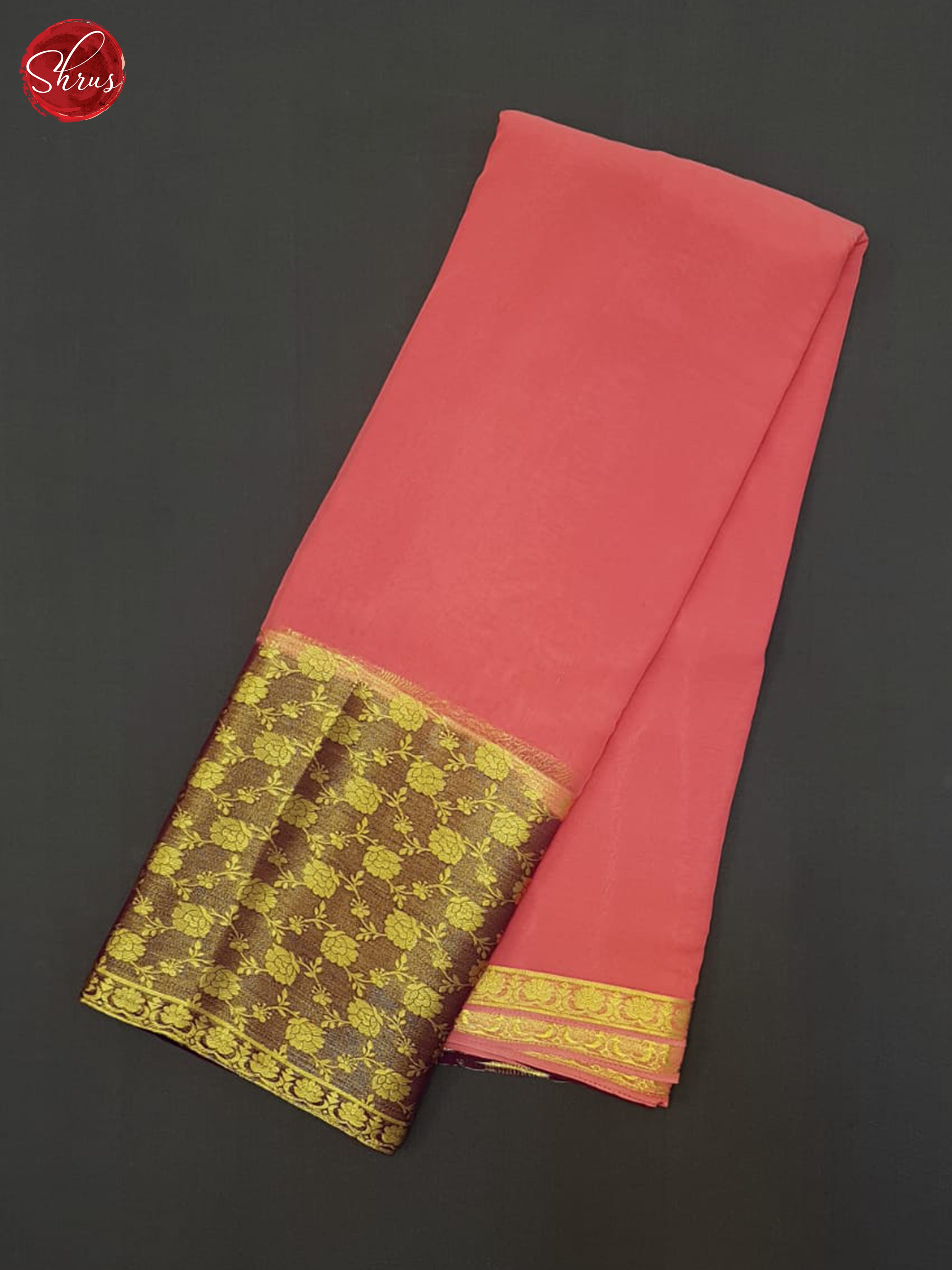 Pink & Brown  - Semi Mysore Silk Saree - Shop on ShrusEternity.com