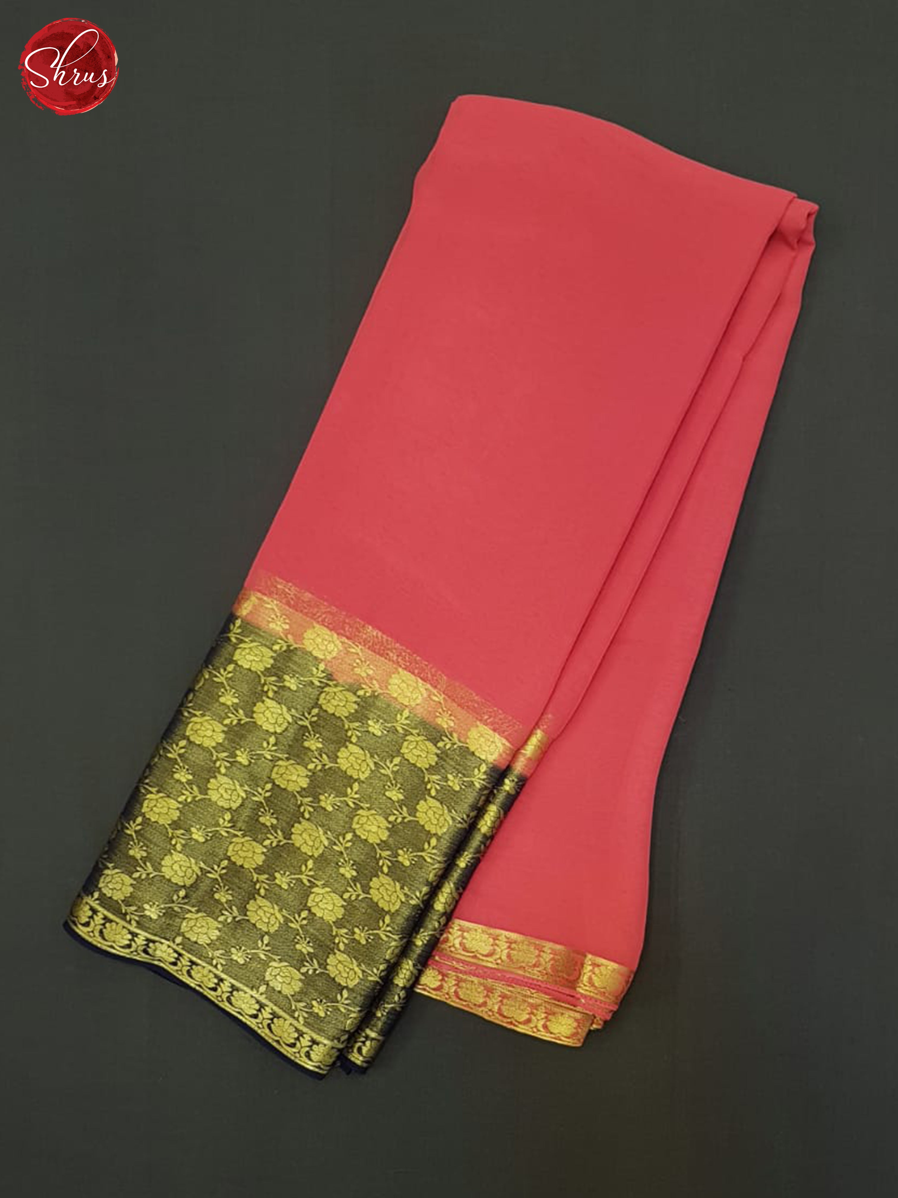 Pink & Blue - Semi Mysore Silk Saree - Shop on ShrusEternity.com