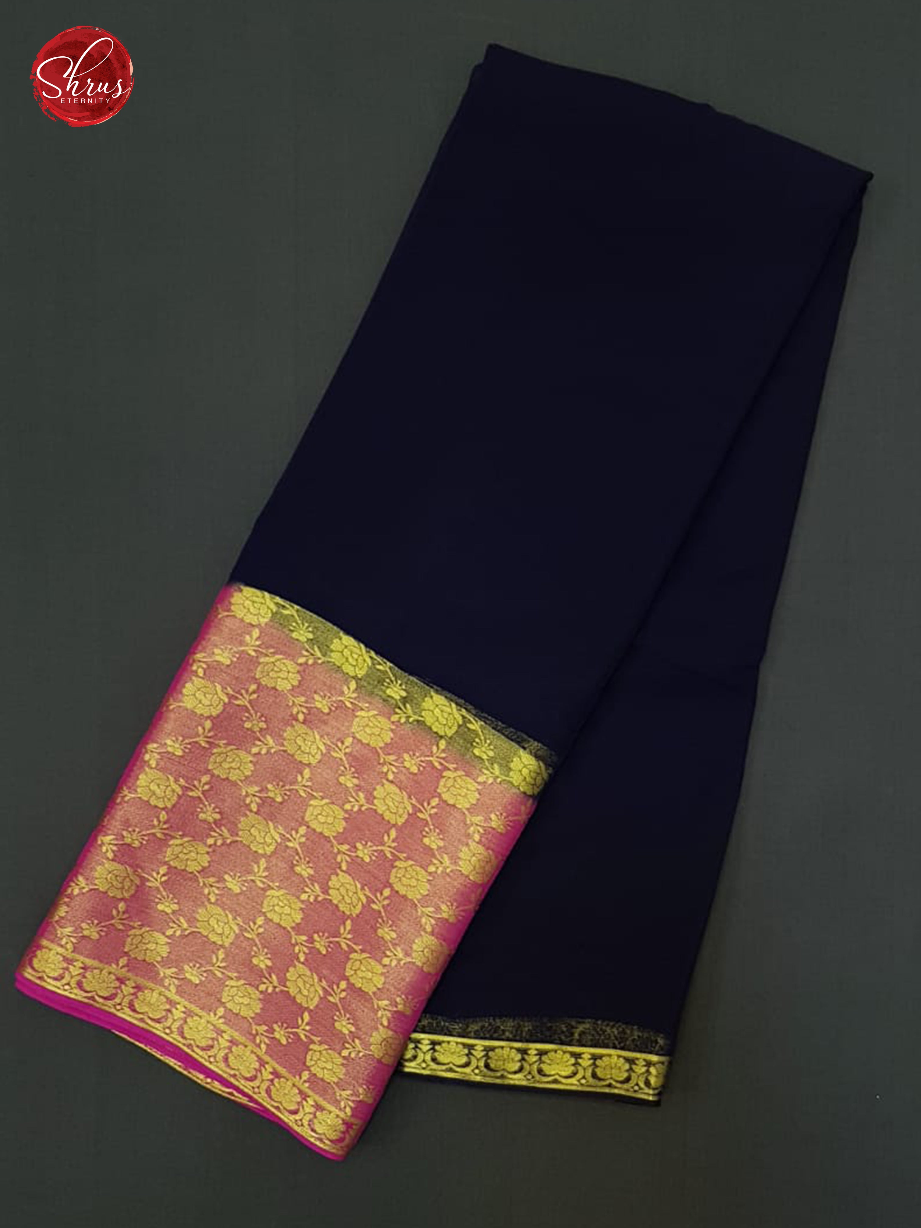 Blue & Pink - Semi Mysore silk - Shop on ShrusEternity.com