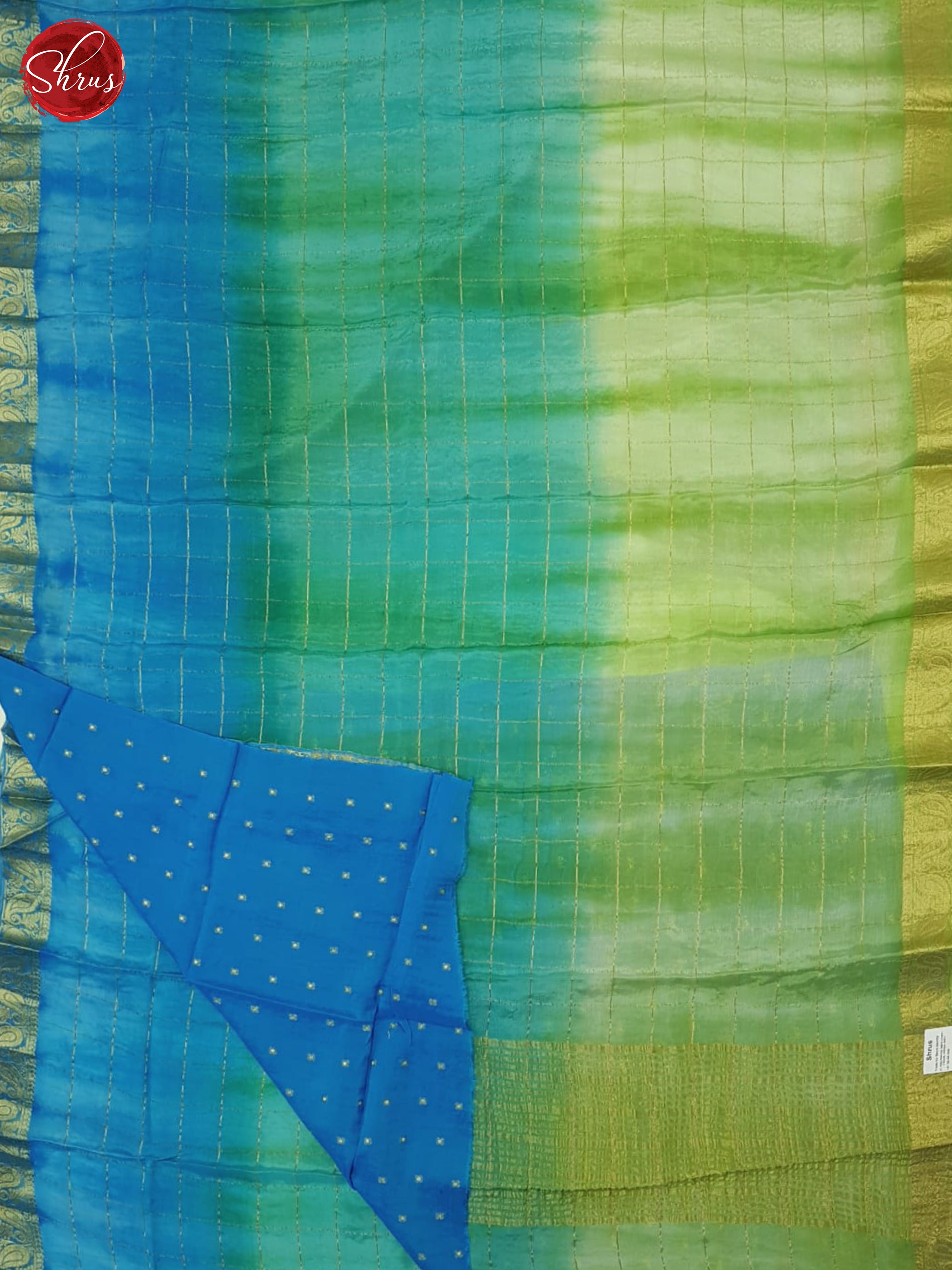 Green And Blue-Semi Crepe saree - Shop on ShrusEternity.com