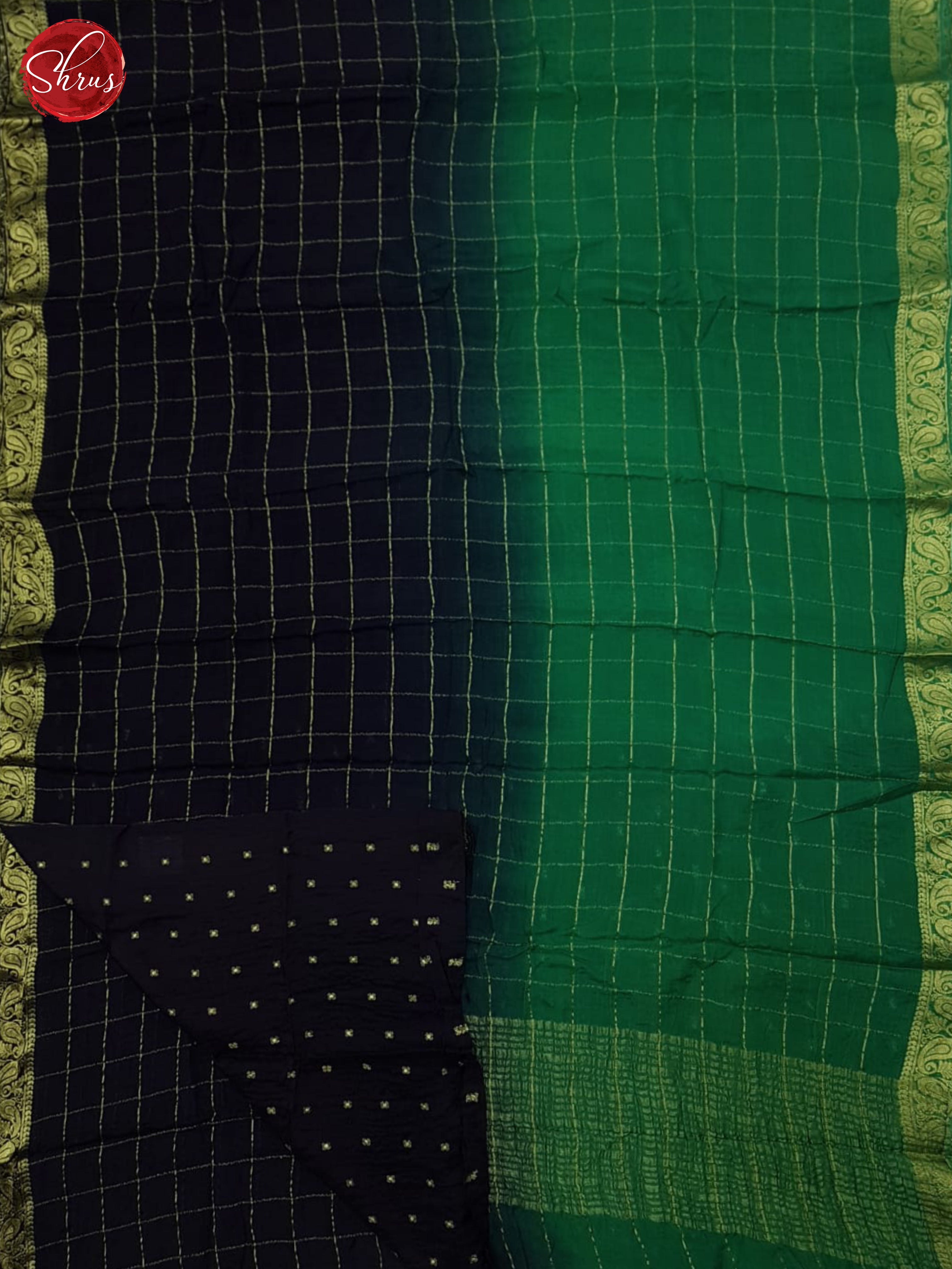 Green And Blue-Semi crepe saree - Shop on ShrusEternity.com