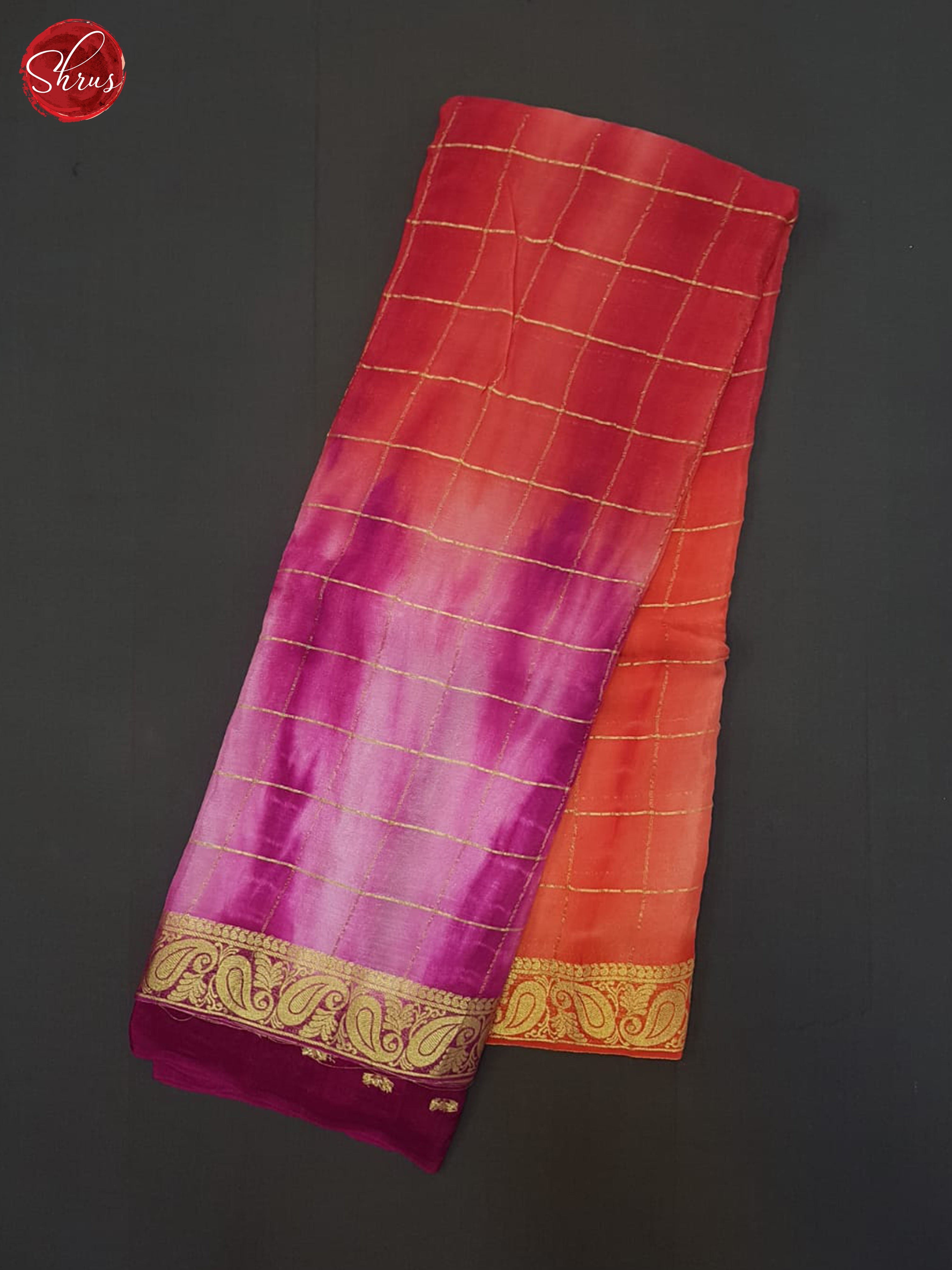 Pink And Orange-Semi crepe saree - Shop on ShrusEternity.com