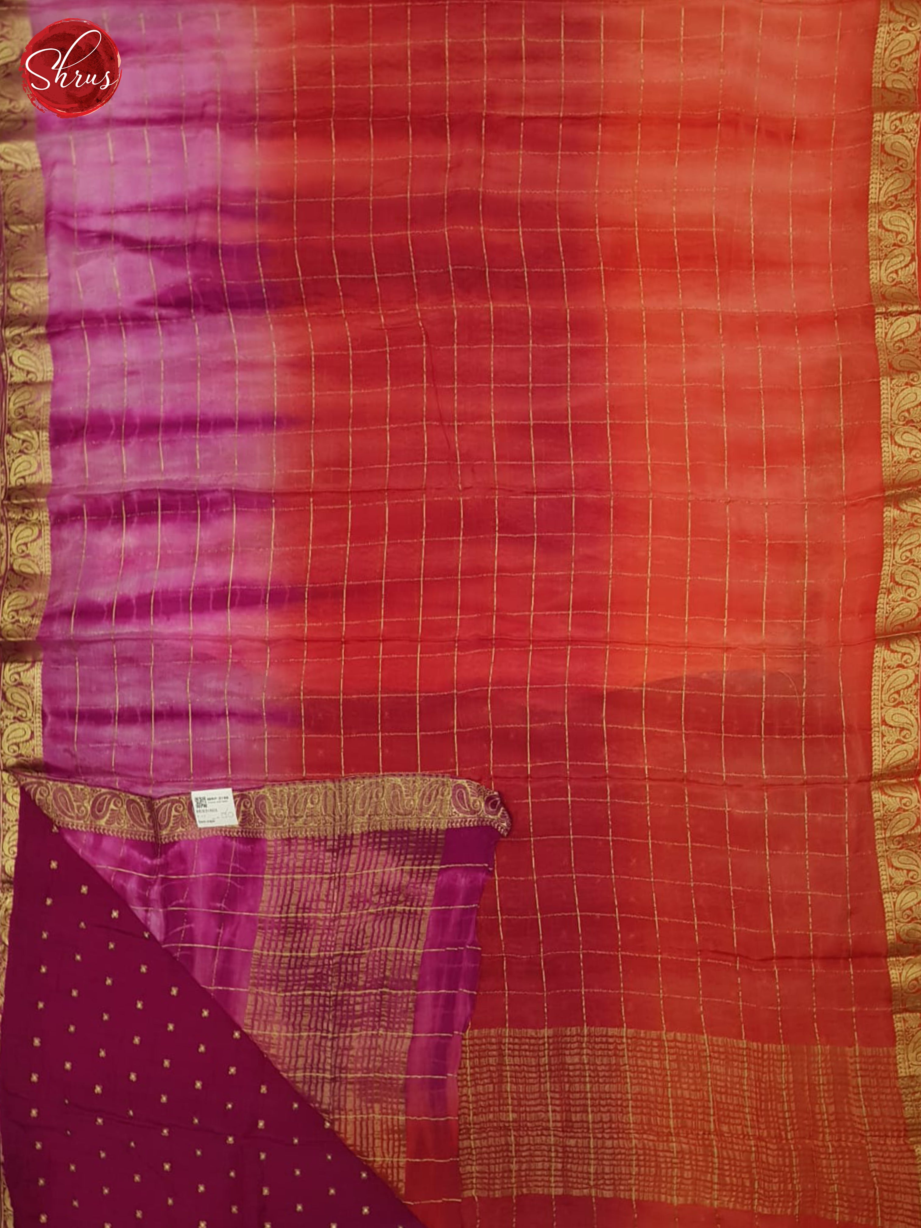 Pink And Orange-Semi crepe saree - Shop on ShrusEternity.com