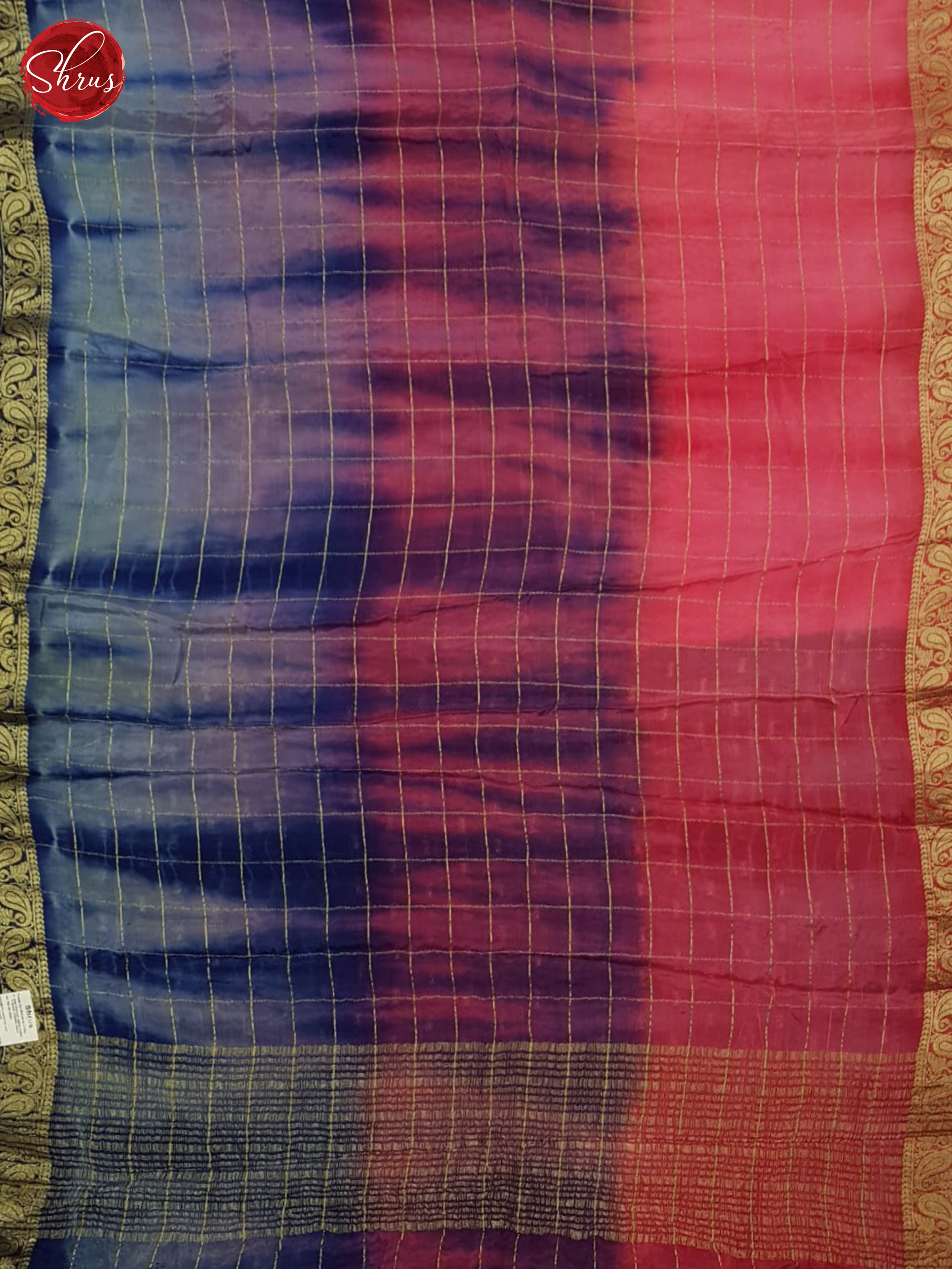Blue And Pink-Semi crepe saree - Shop on ShrusEternity.com