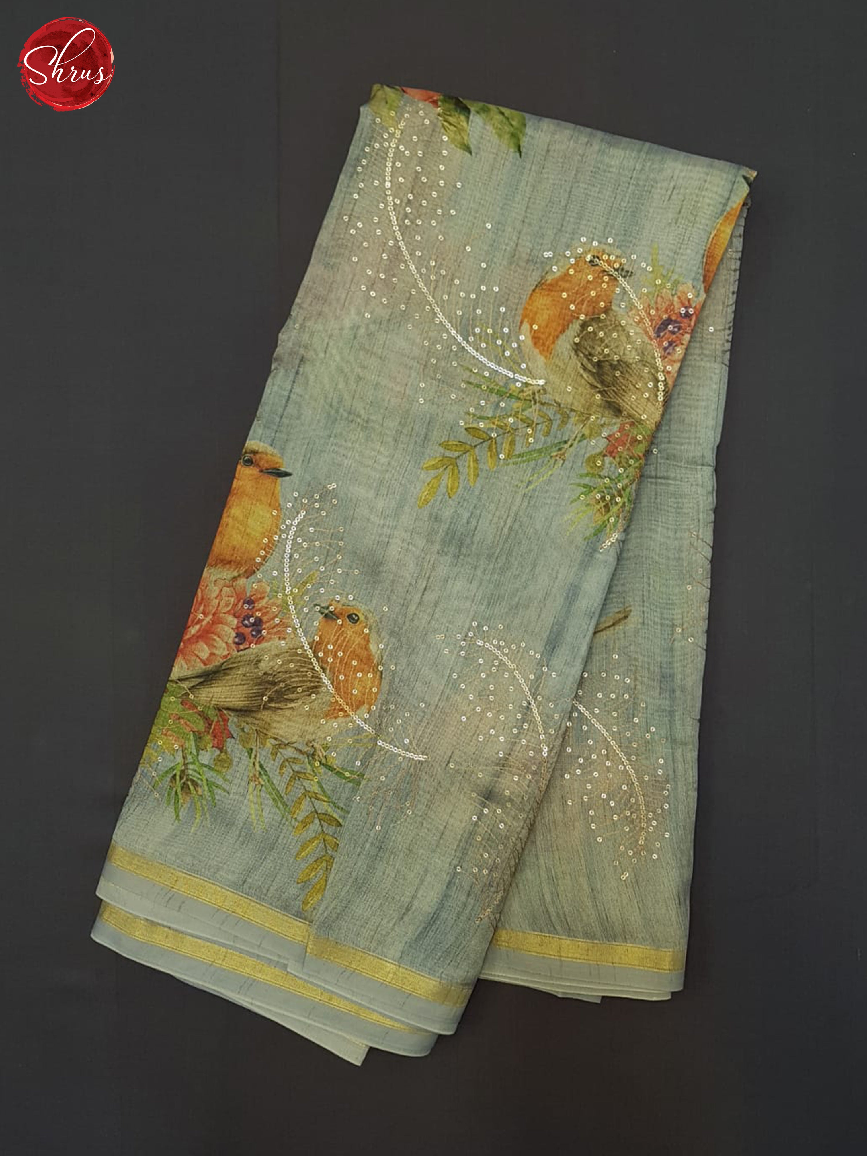 Grey(Single Tone)- Semi Tussar Saree - Shop on ShrusEternity.com