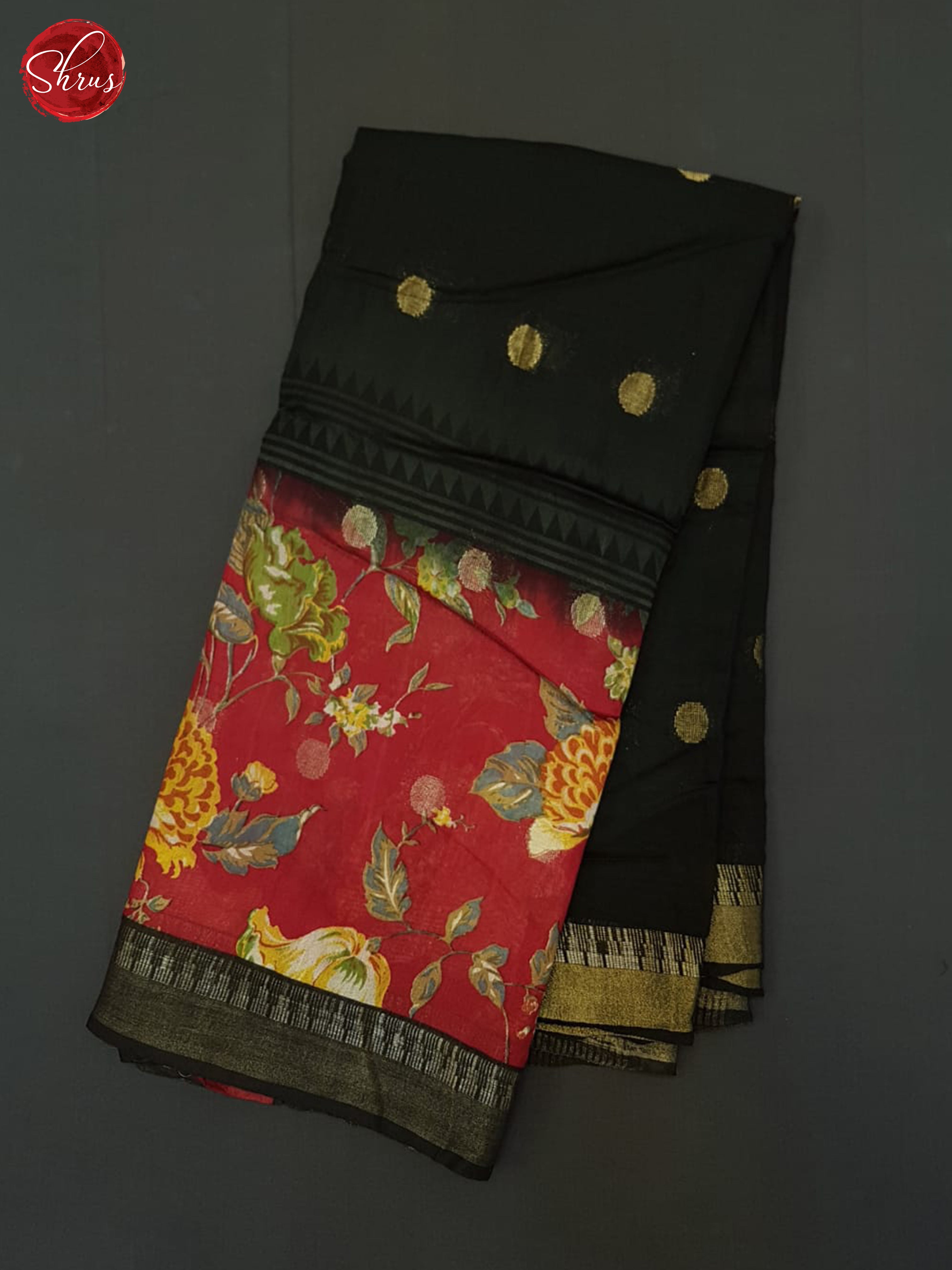 Black And Red-Linen Cotton saree - Shop on ShrusEternity.com