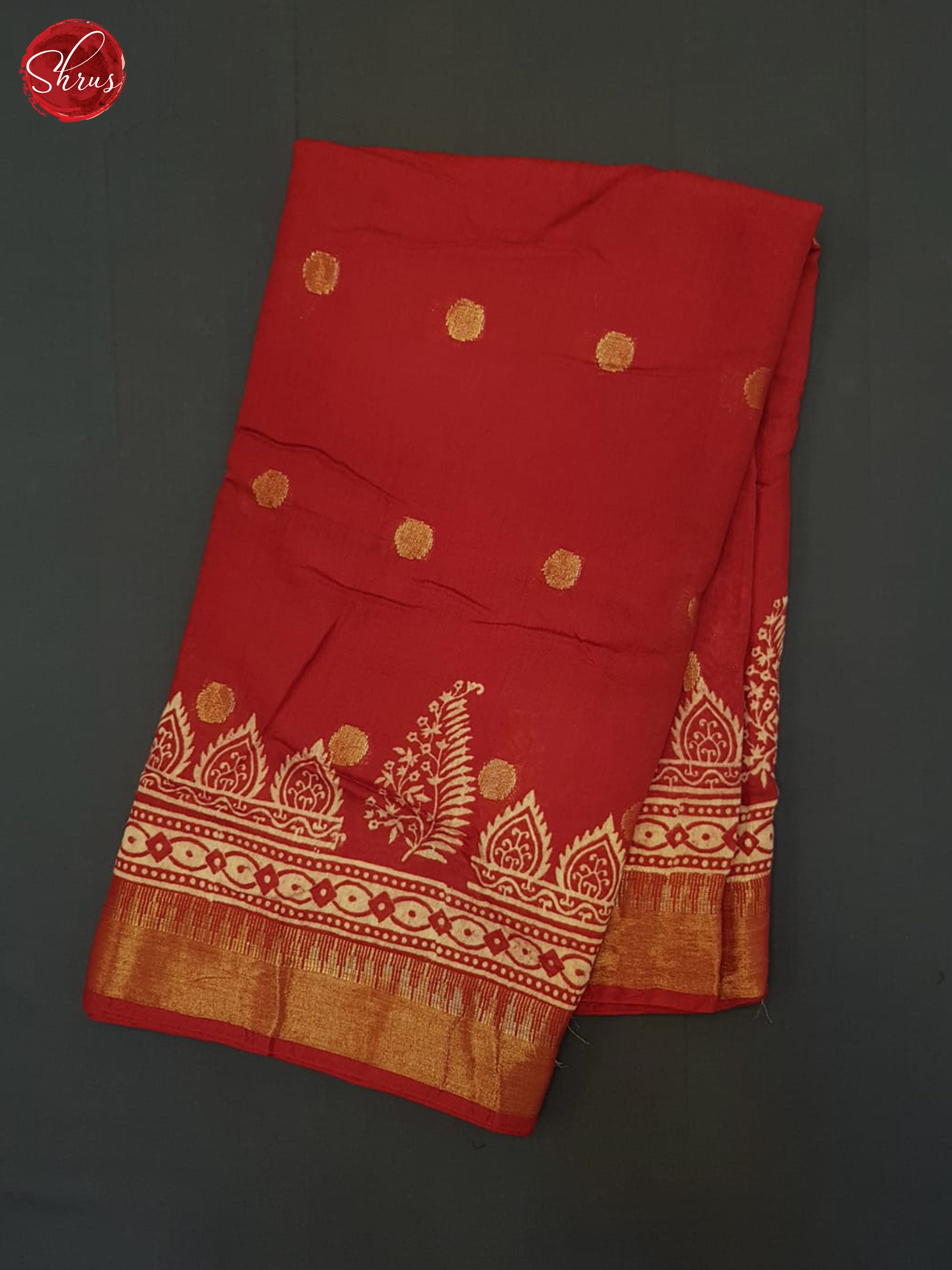 Red (single tone)- Linen cotton saree - Shop on ShrusEternity.com