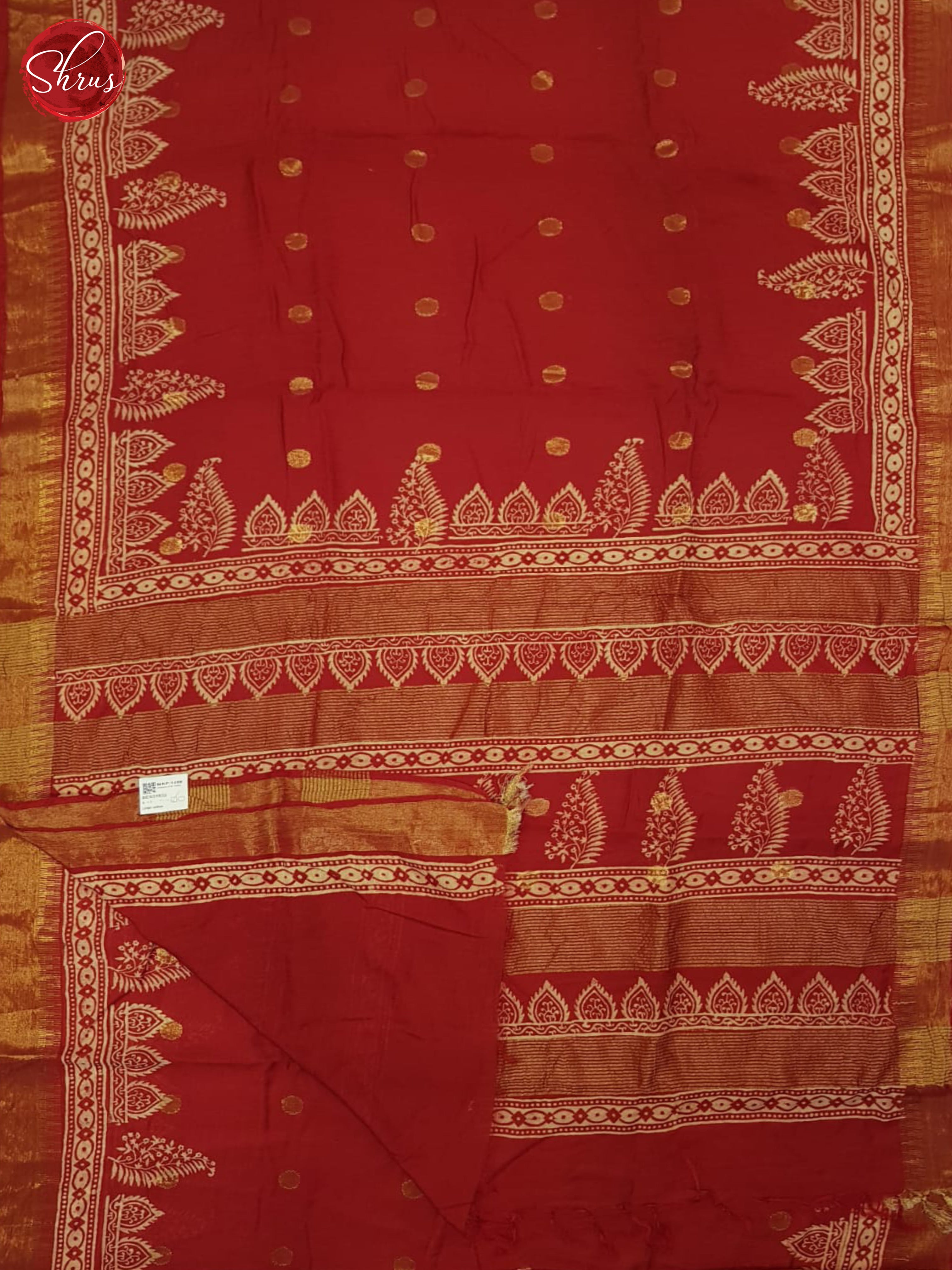 Red (single tone)- Linen cotton saree - Shop on ShrusEternity.com