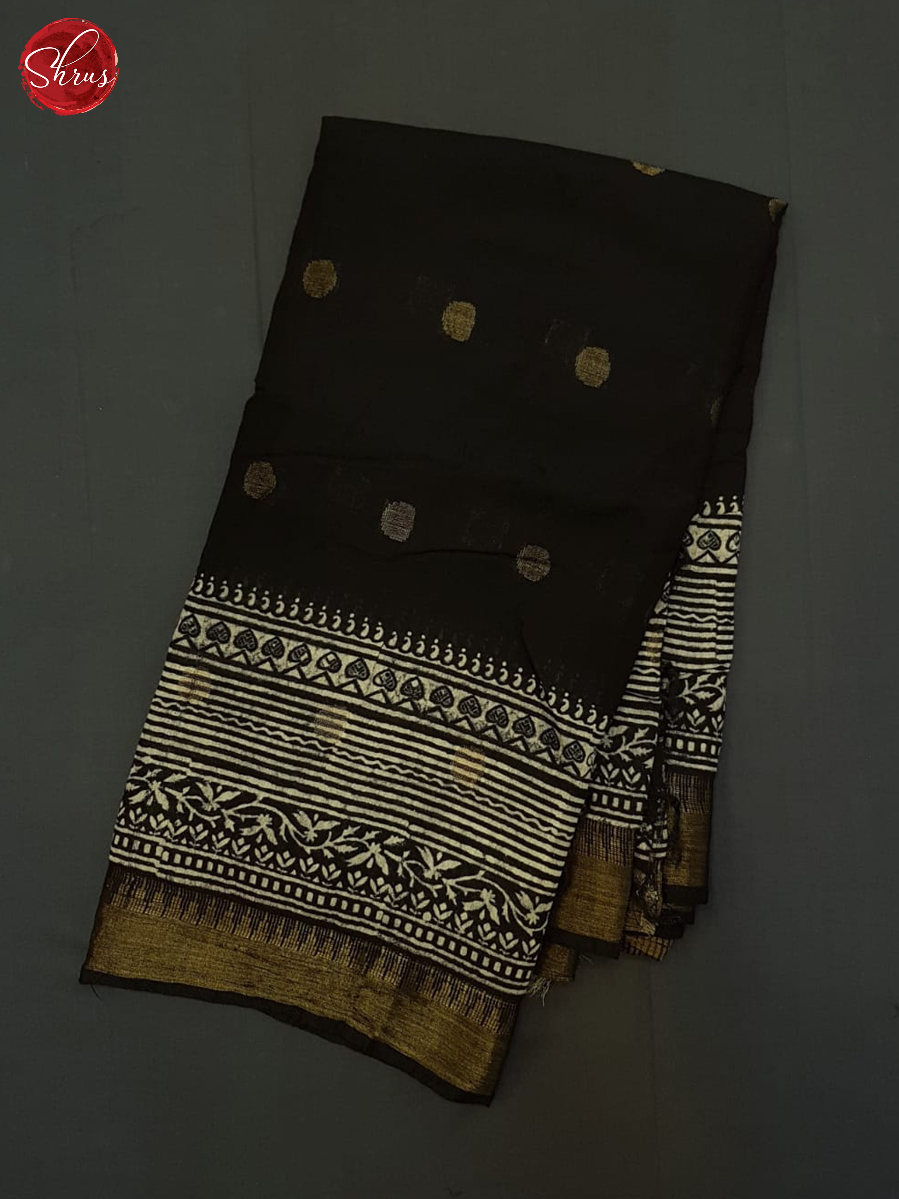Black(single tone)-linen cotton saree - Shop on ShrusEternity.com