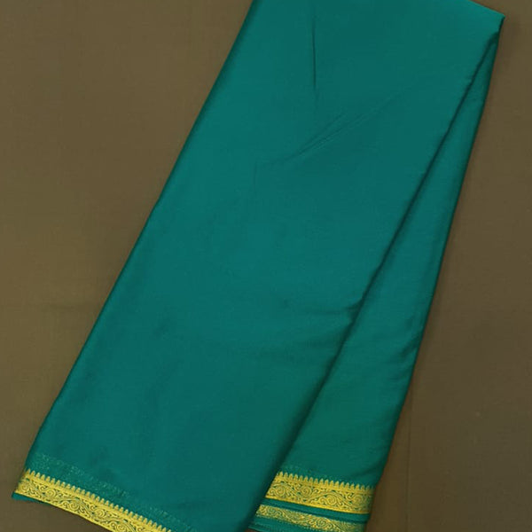 Buy Bottle Green Mysore Silk Crepe Saree With Big Checks