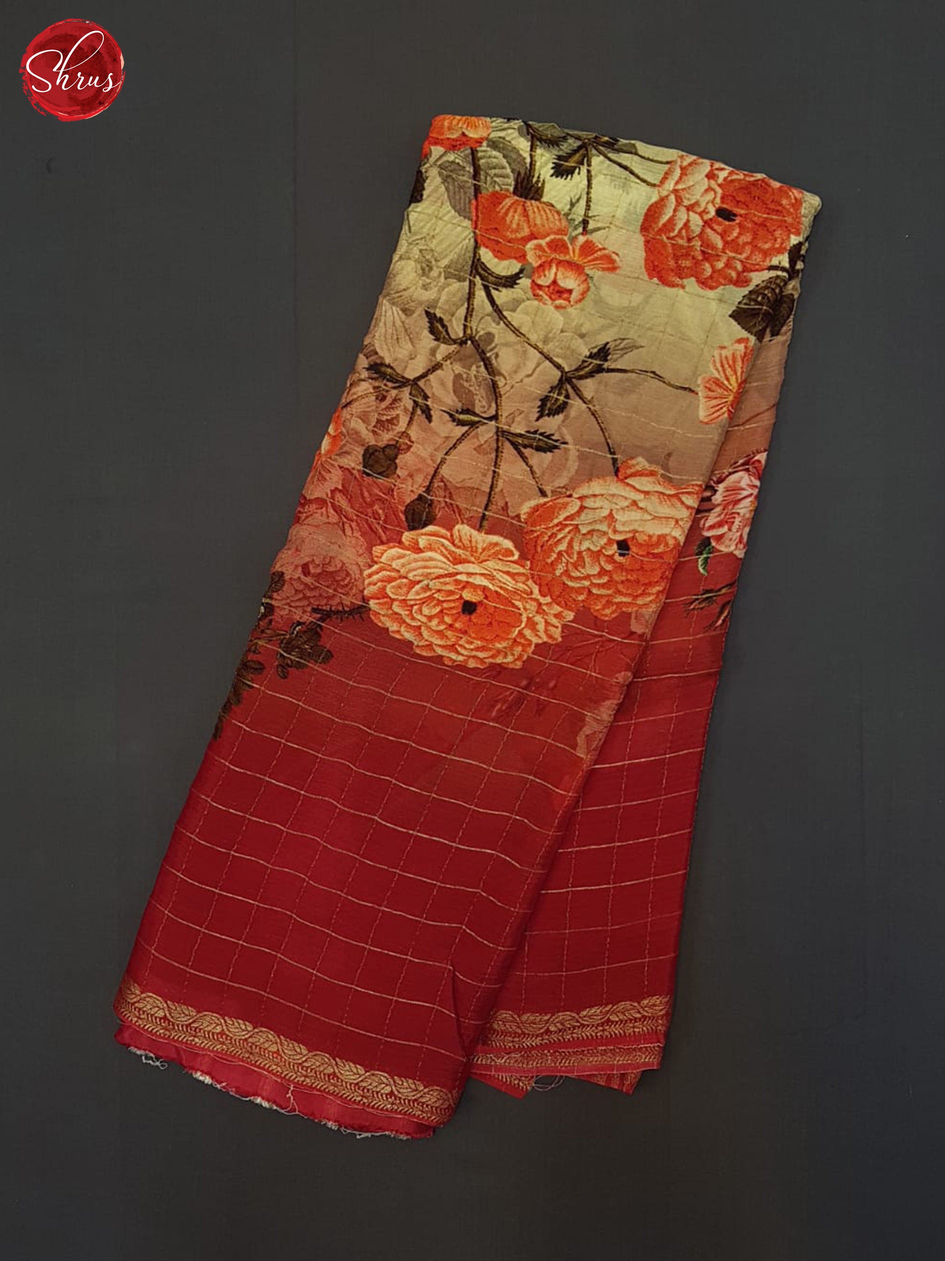 Green and Red-semi crepe saree - Shop on ShrusEternity.com