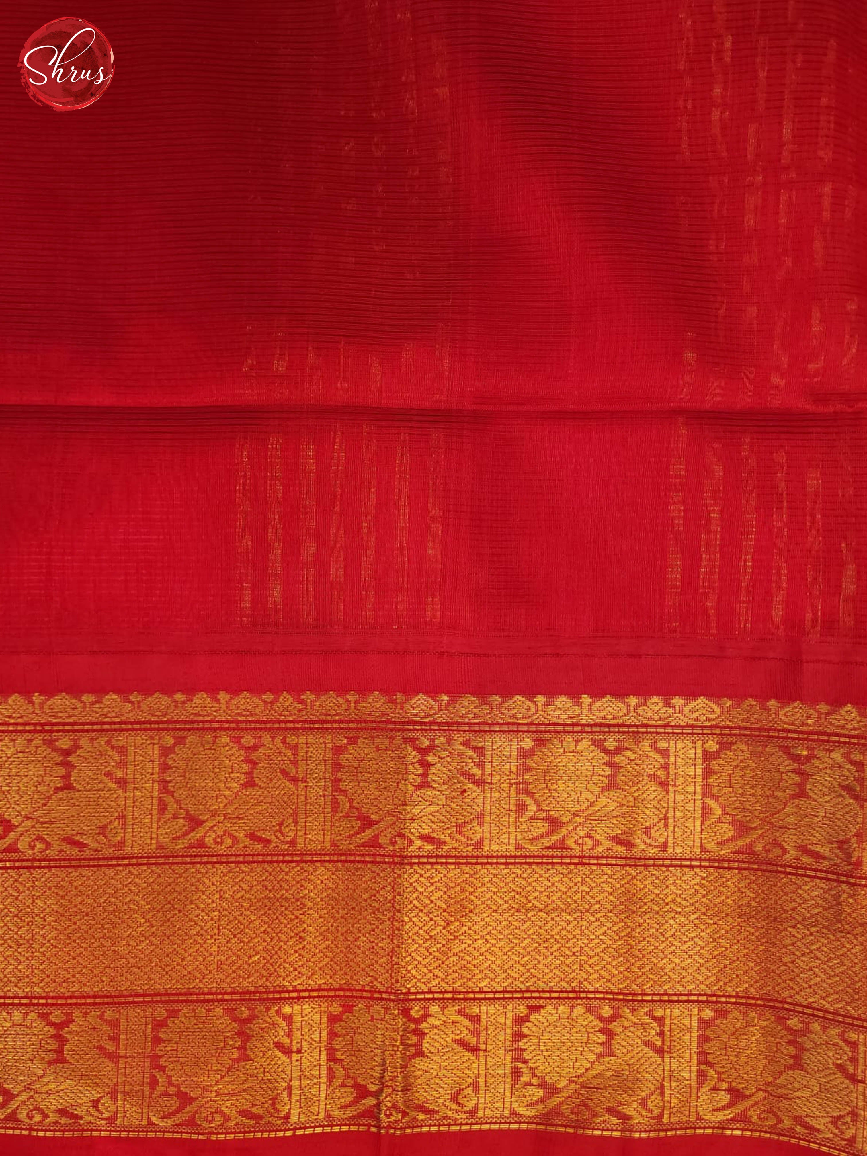 Beige & Red -Silk Cotton Saree - Shop on ShrusEternity.com