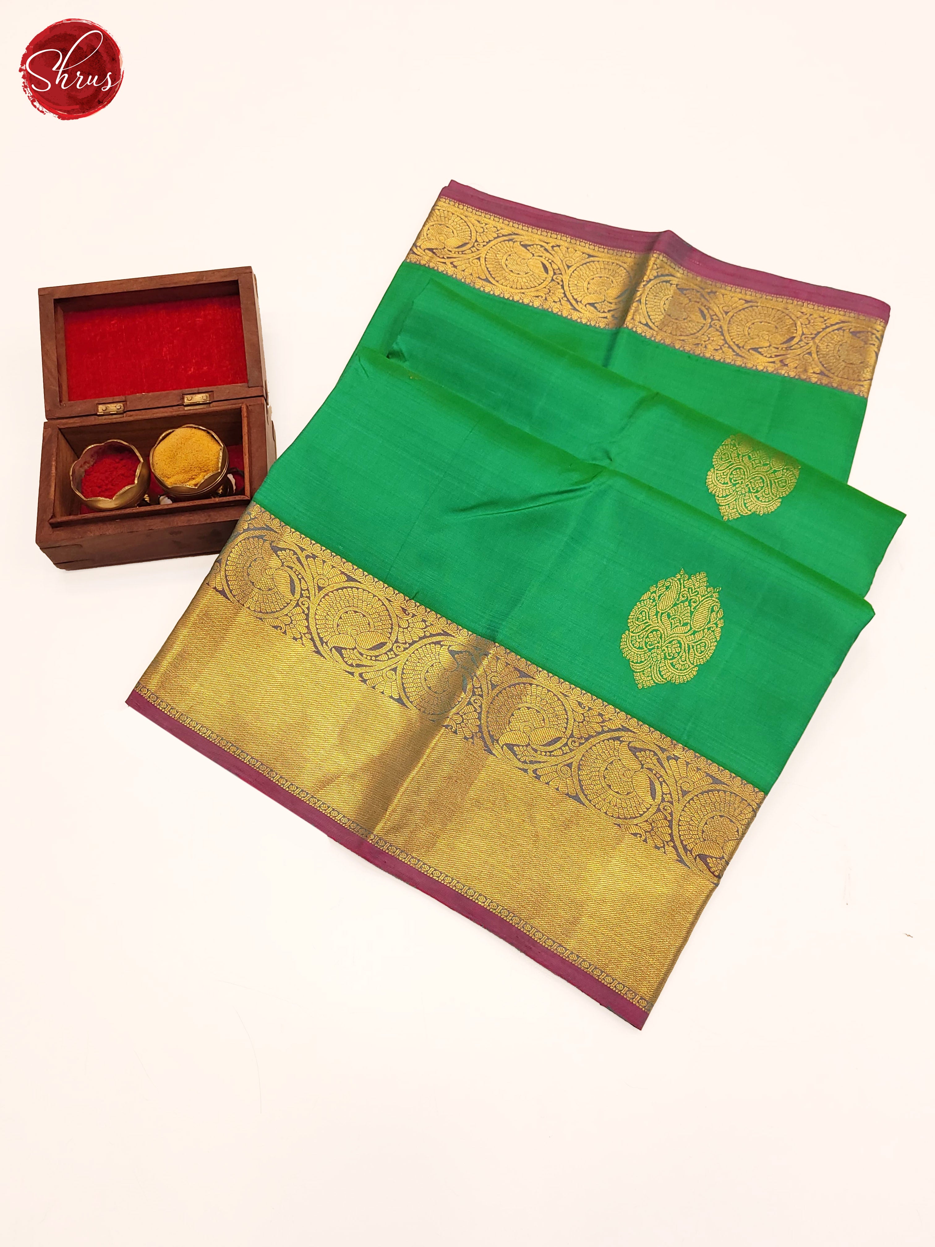 Green and Purple - Kanchipuram Silk Saree - Shop on ShrusEternity.com