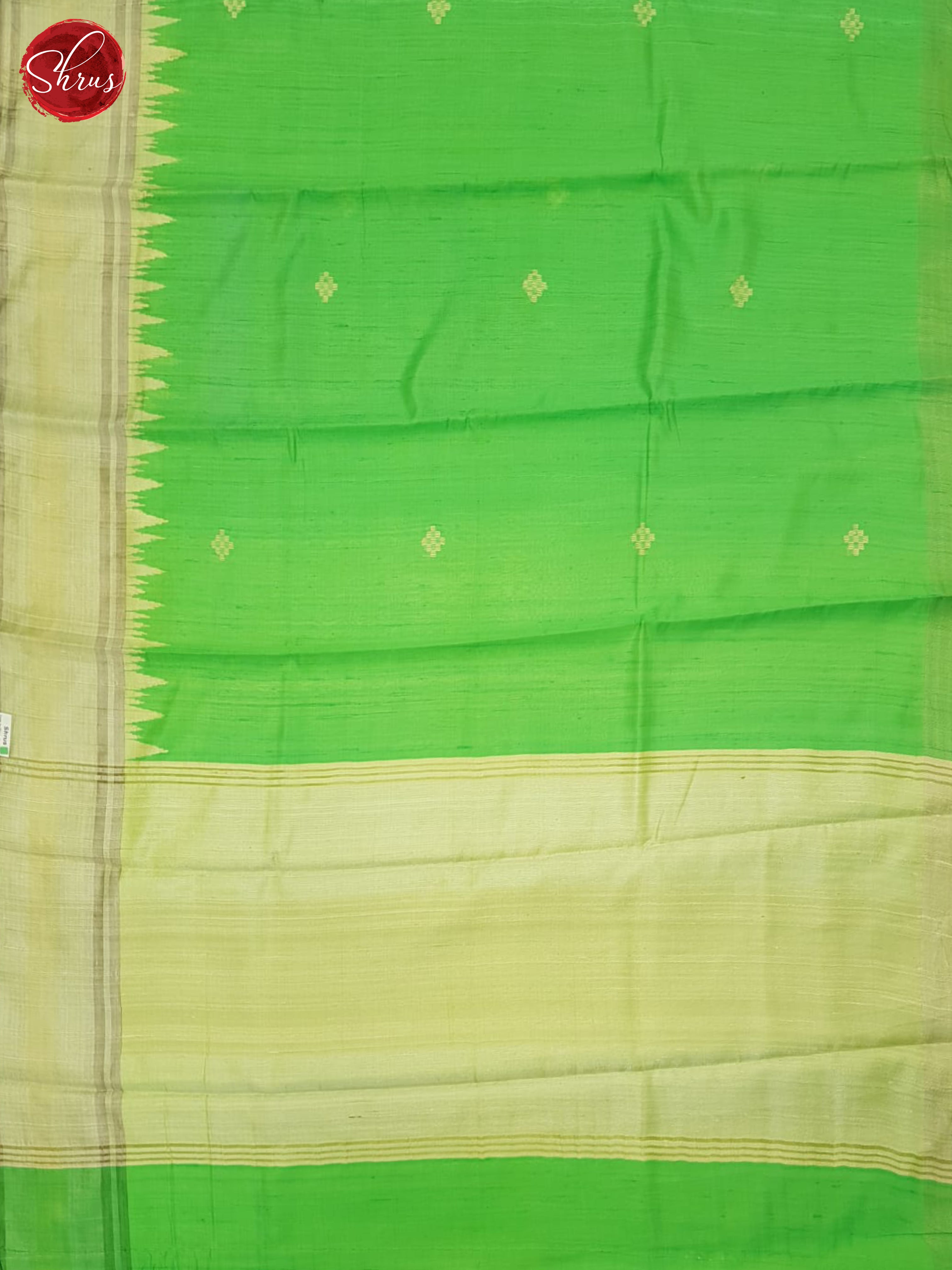 Green And Cream-Raw silk saree - Shop on ShrusEternity.com