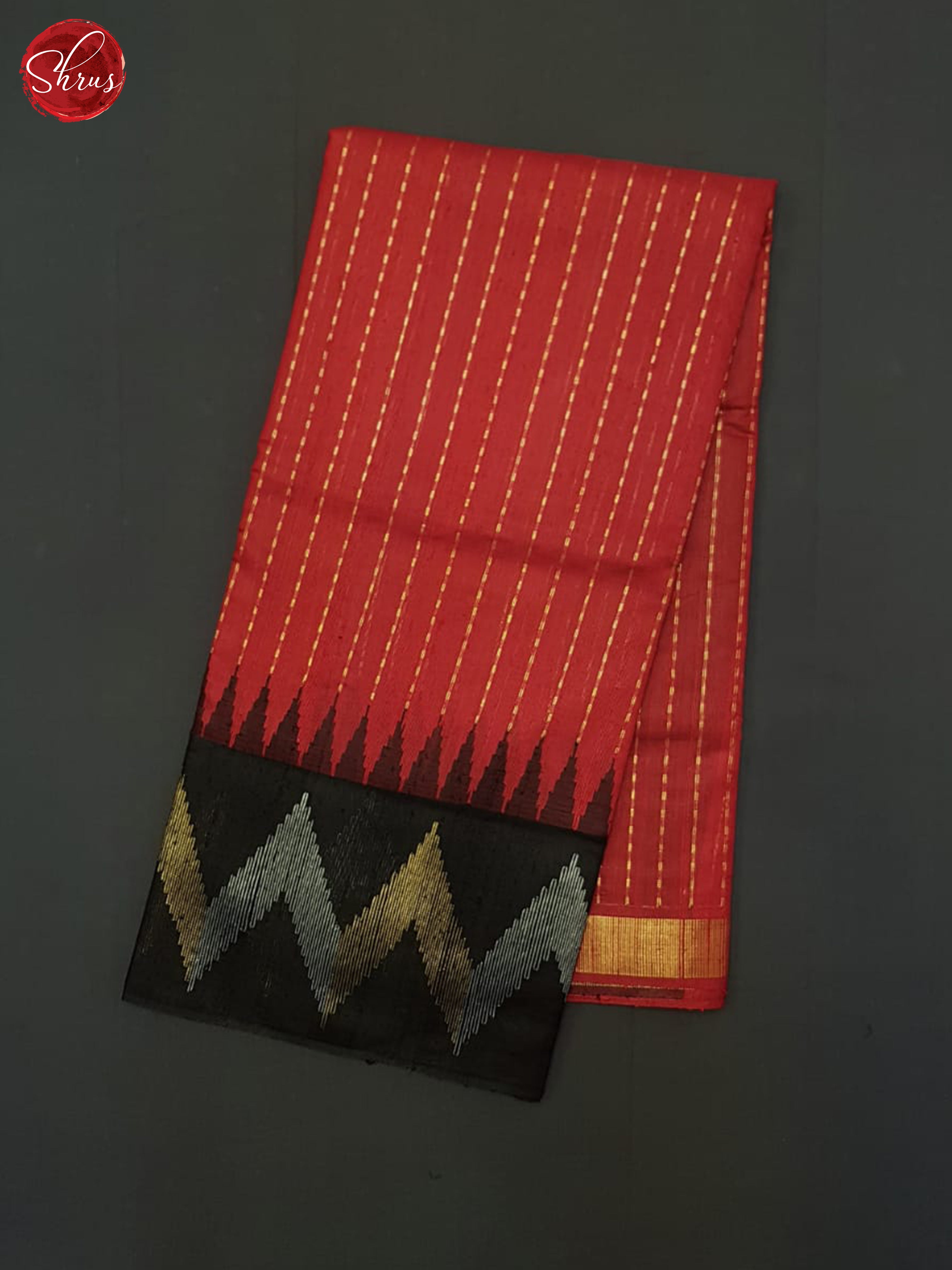 Red And Black-Raw silk saree - Shop on ShrusEternity.com