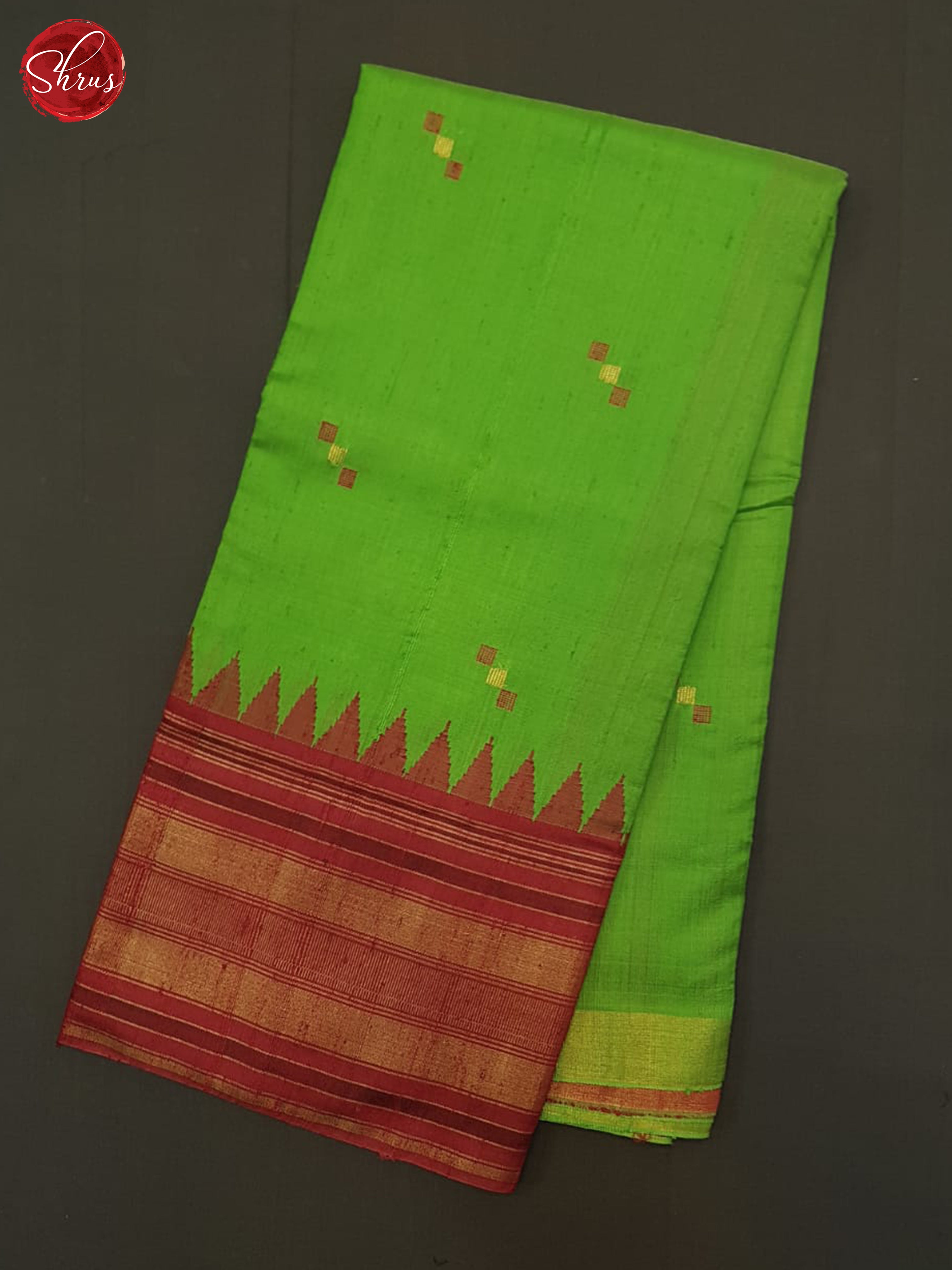 Green And Red-Raw Silk Saree - Shop on ShrusEternity.com