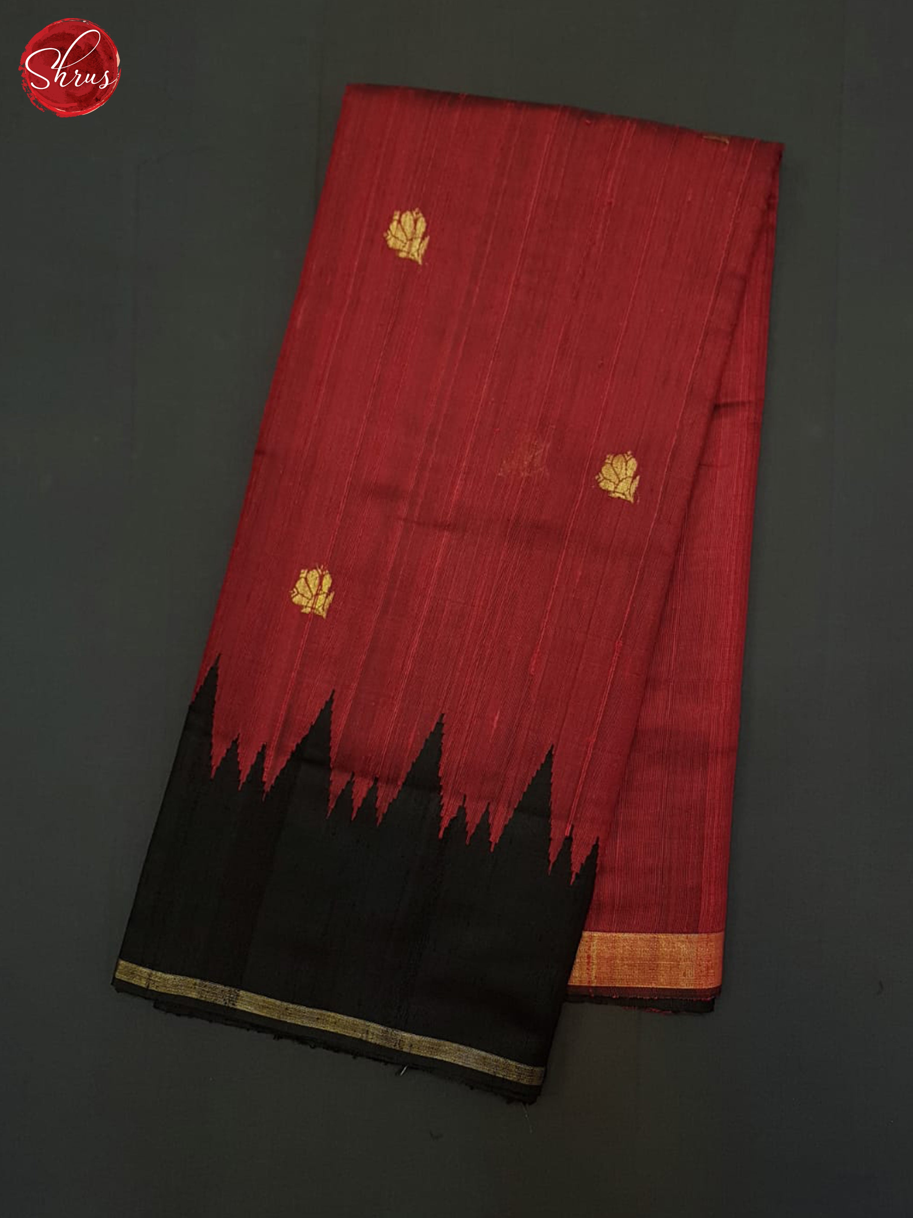 Red And Black-Raw silk saree - Shop on ShrusEternity.com