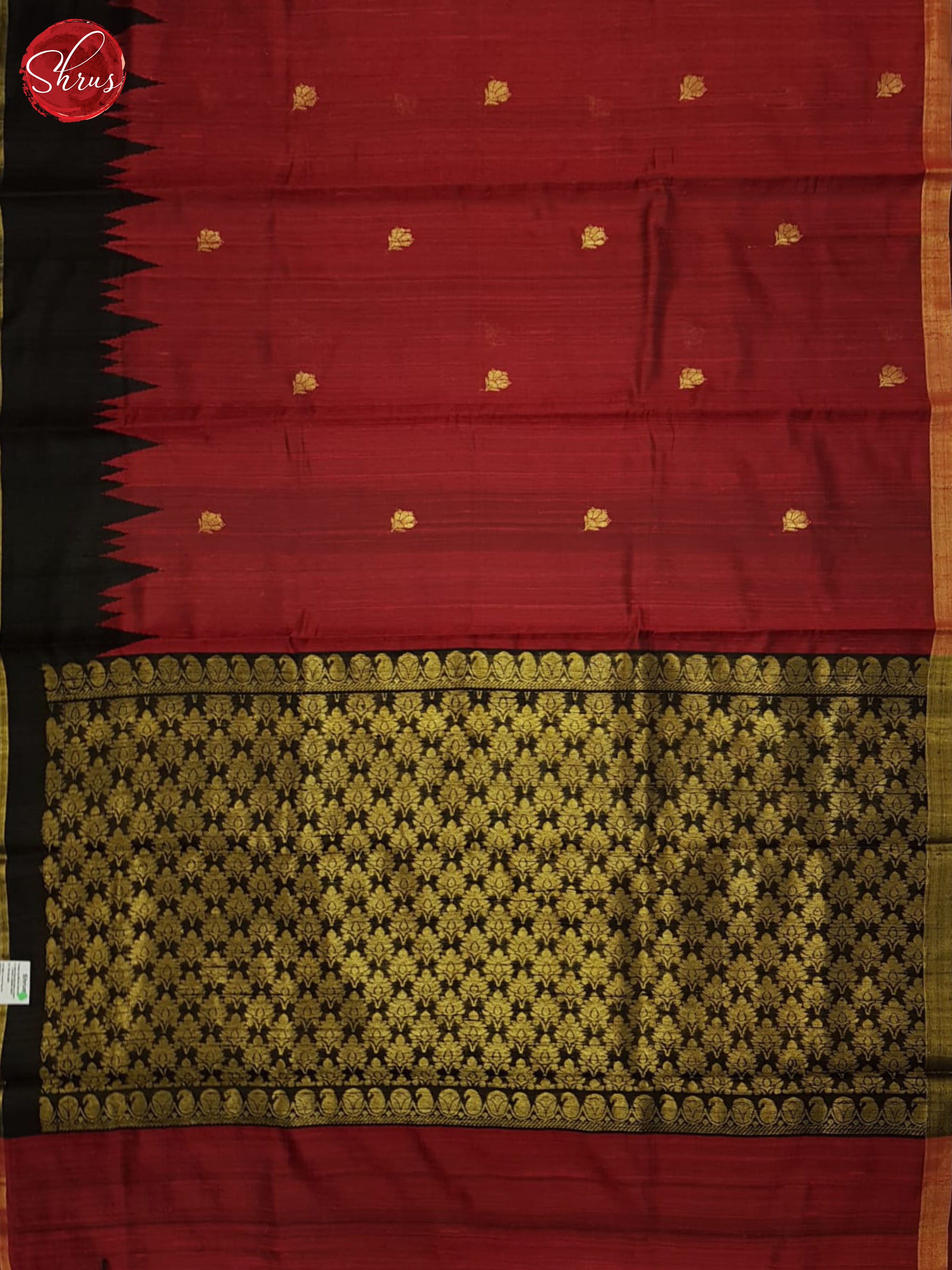 Red And Black-Raw silk saree - Shop on ShrusEternity.com