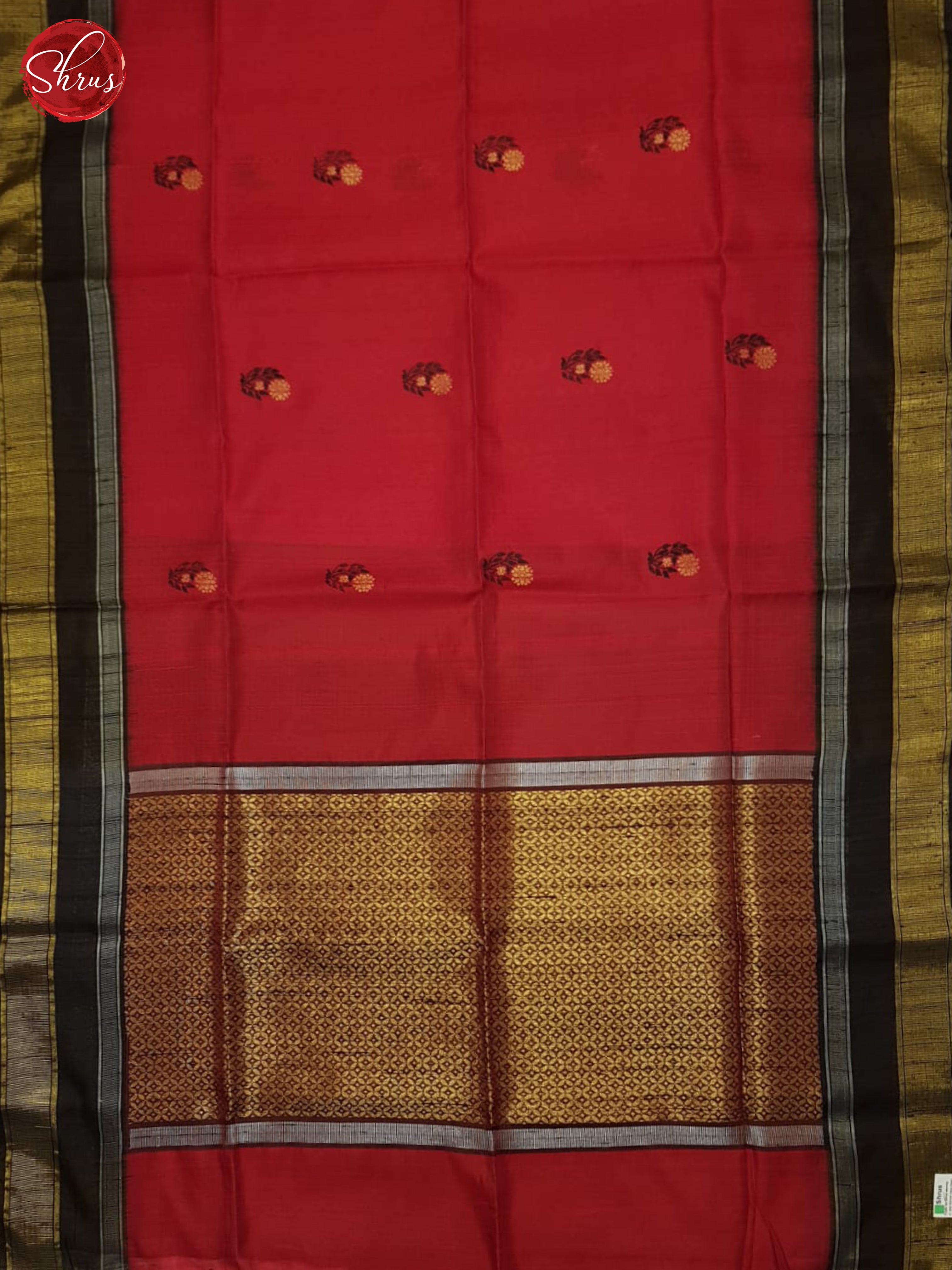 Red And Black-Raw silk saree - Shop on ShrusEternity.com