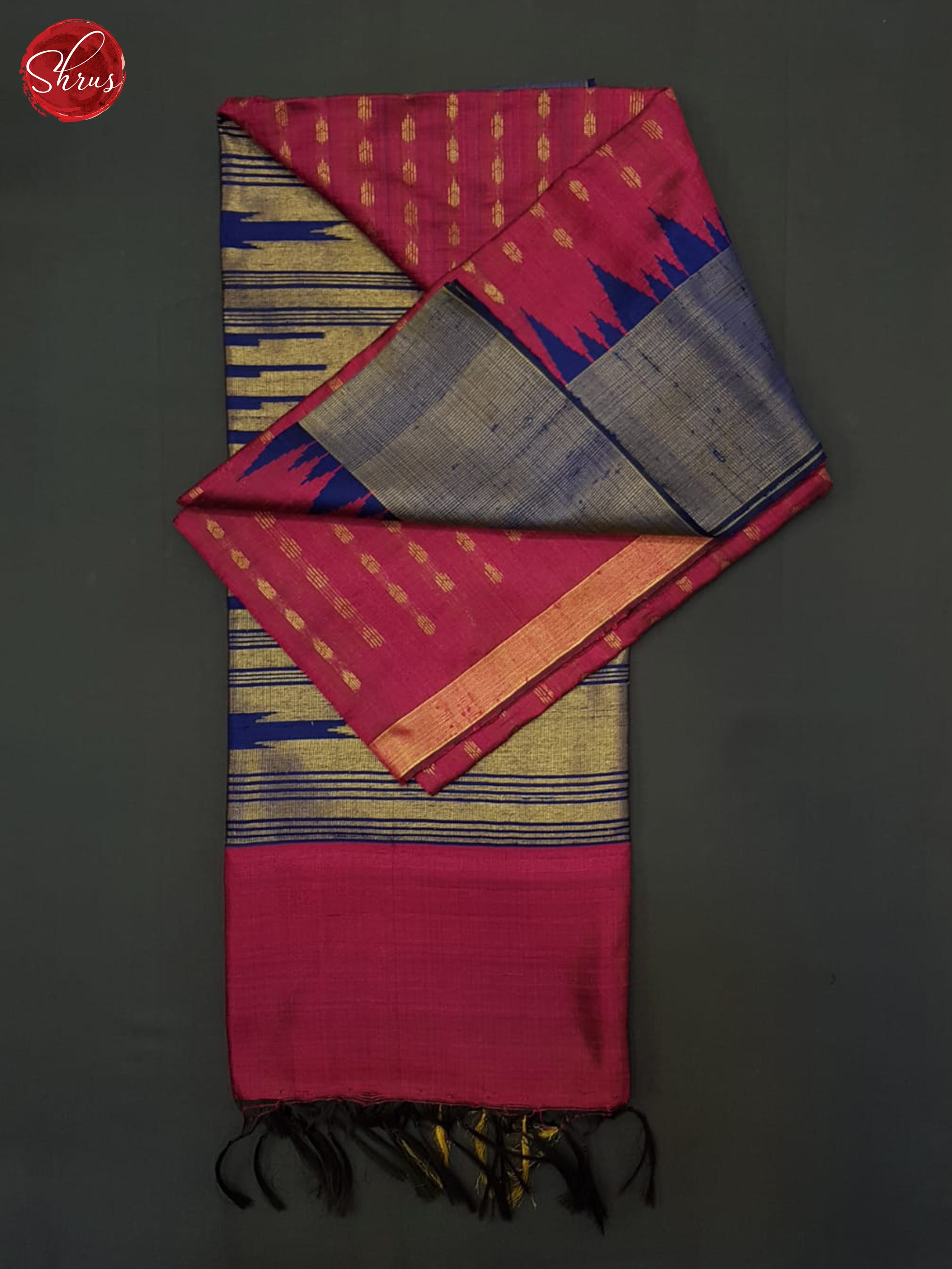 Majenta Pink And Blue-Rawsilk saree - Shop on ShrusEternity.com