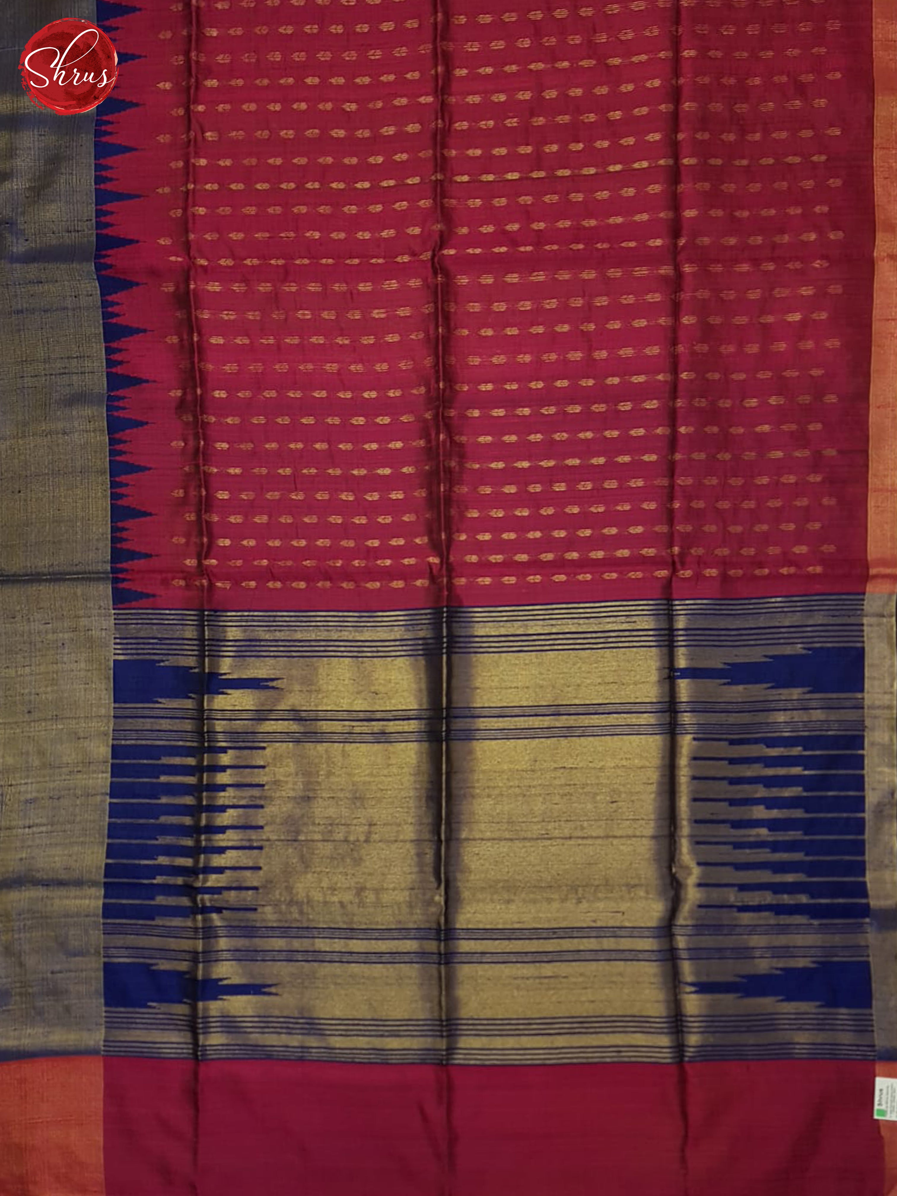 Majenta Pink And Blue-Rawsilk saree - Shop on ShrusEternity.com