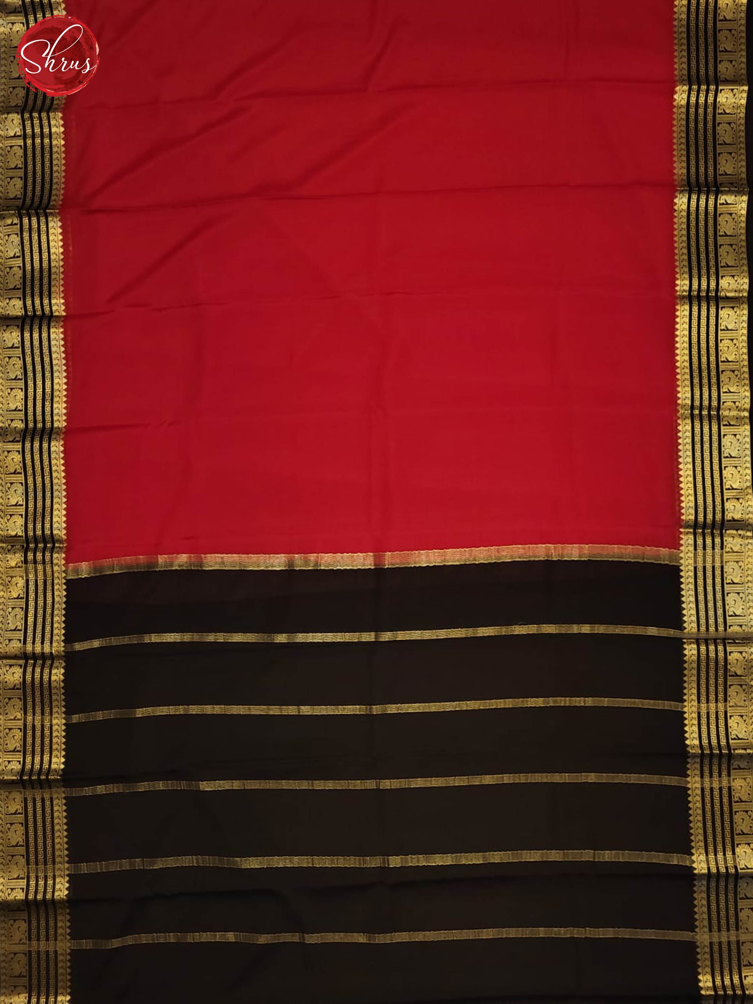 Red and black- Mysore  Silk Saree - Shop on ShrusEternity.com