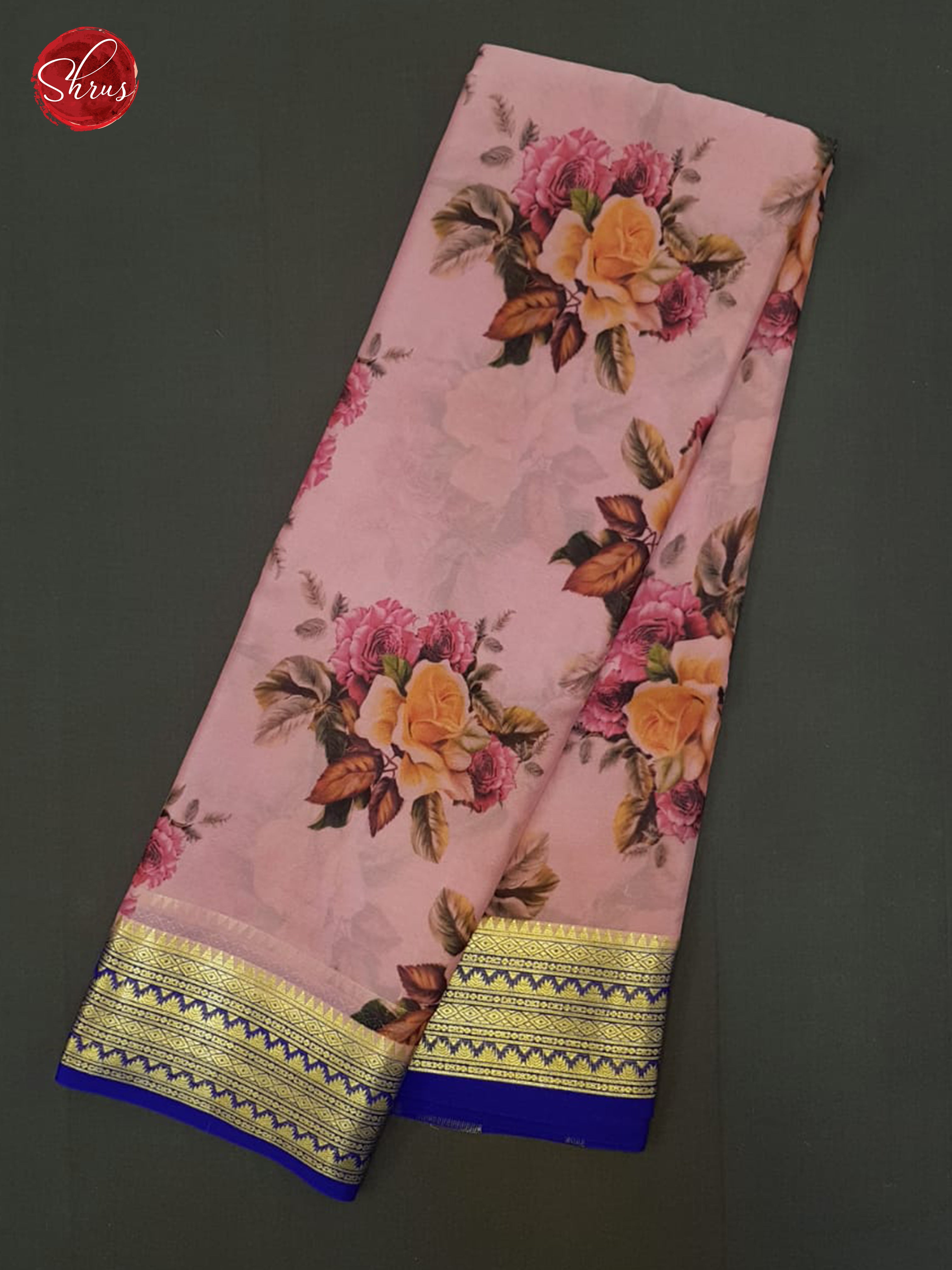 Pink & Blue- Mysore Silk Saree - Shop on ShrusEternity.com