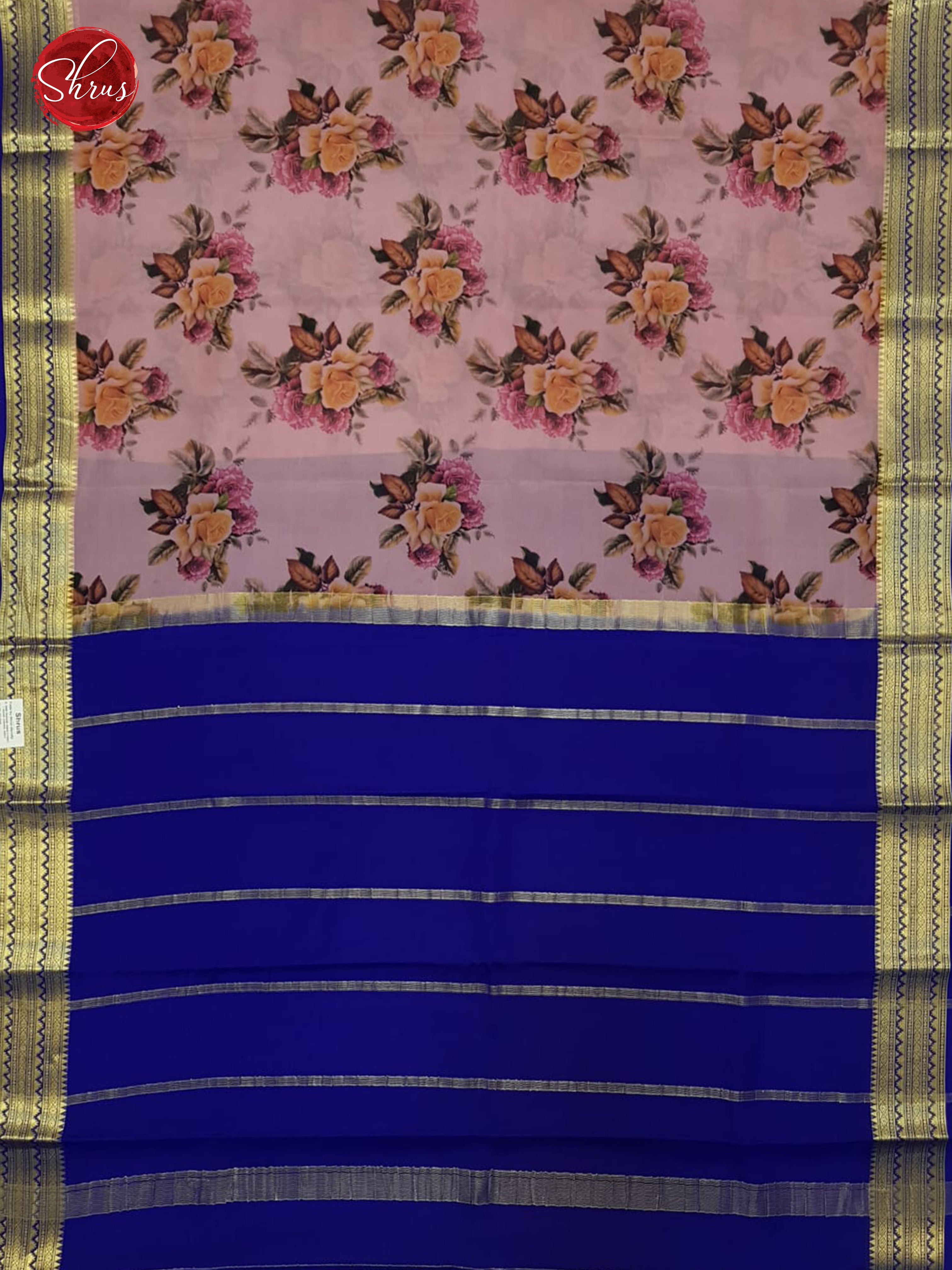 Pink & Blue- Mysore Silk Saree - Shop on ShrusEternity.com