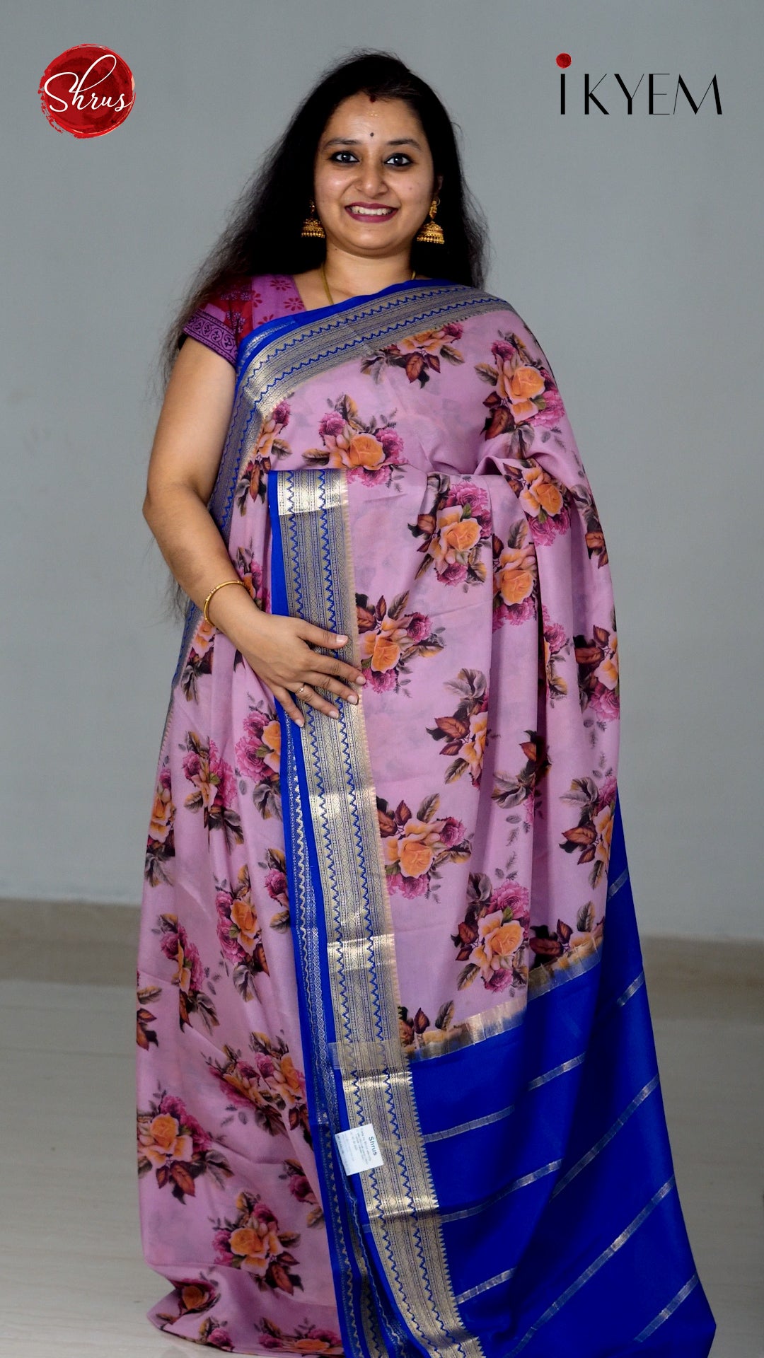 Pink & Blue- Mysore Silk Saree - Shop on ShrusEternity.com